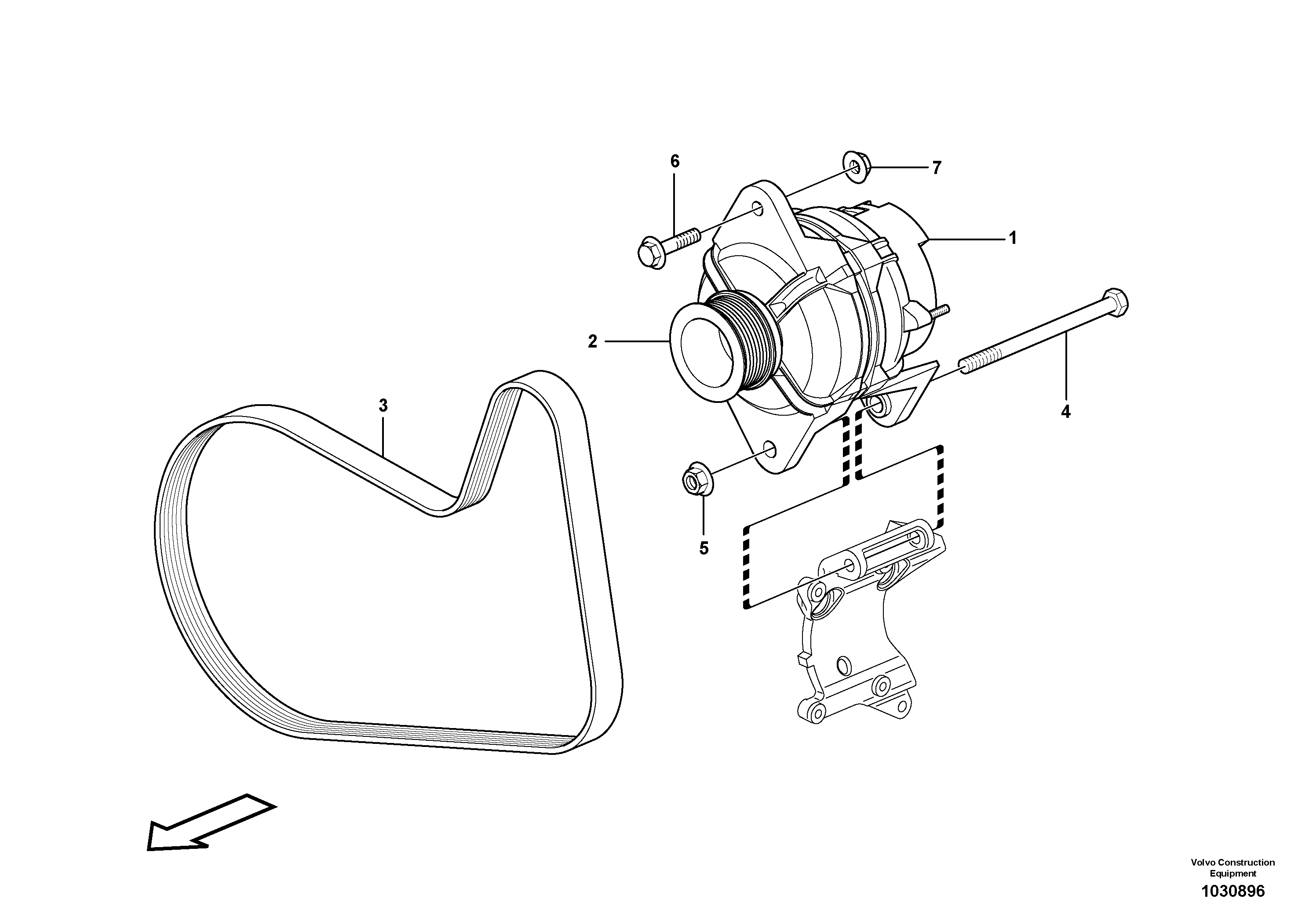 Схема запчастей Volvo A40E - 81791 Alternator with assembling details 