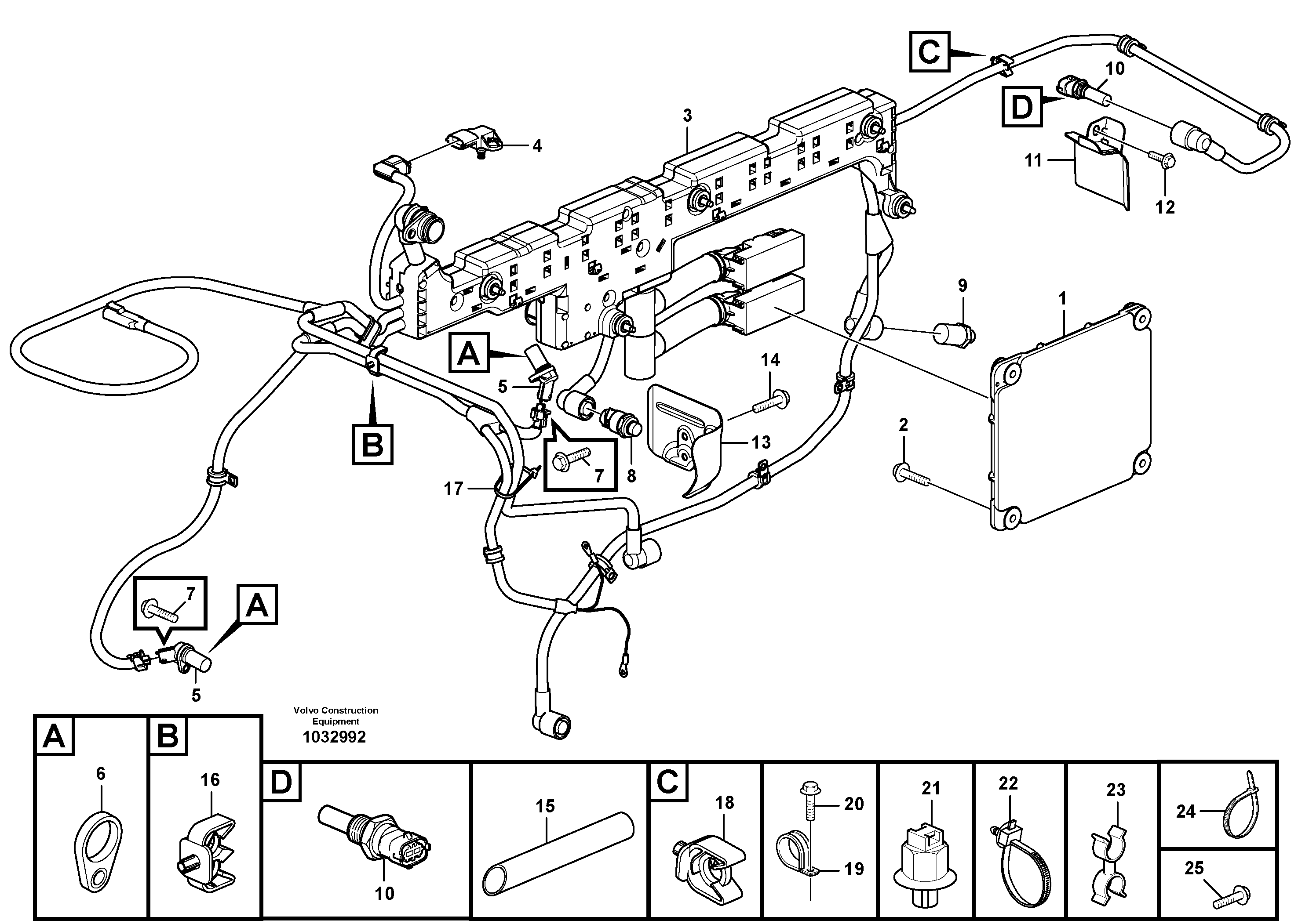 Схема запчастей Volvo A40E - 105211 Cable harness, engine, Ecu 