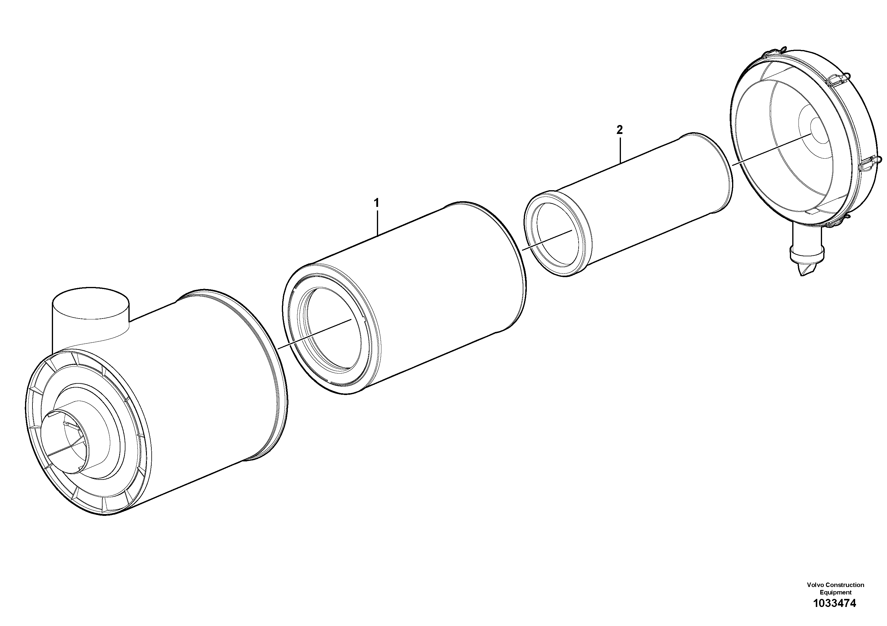 Схема запчастей Volvo A40E FS FULL SUSPENSION - 100735 Фильтр воздушный 