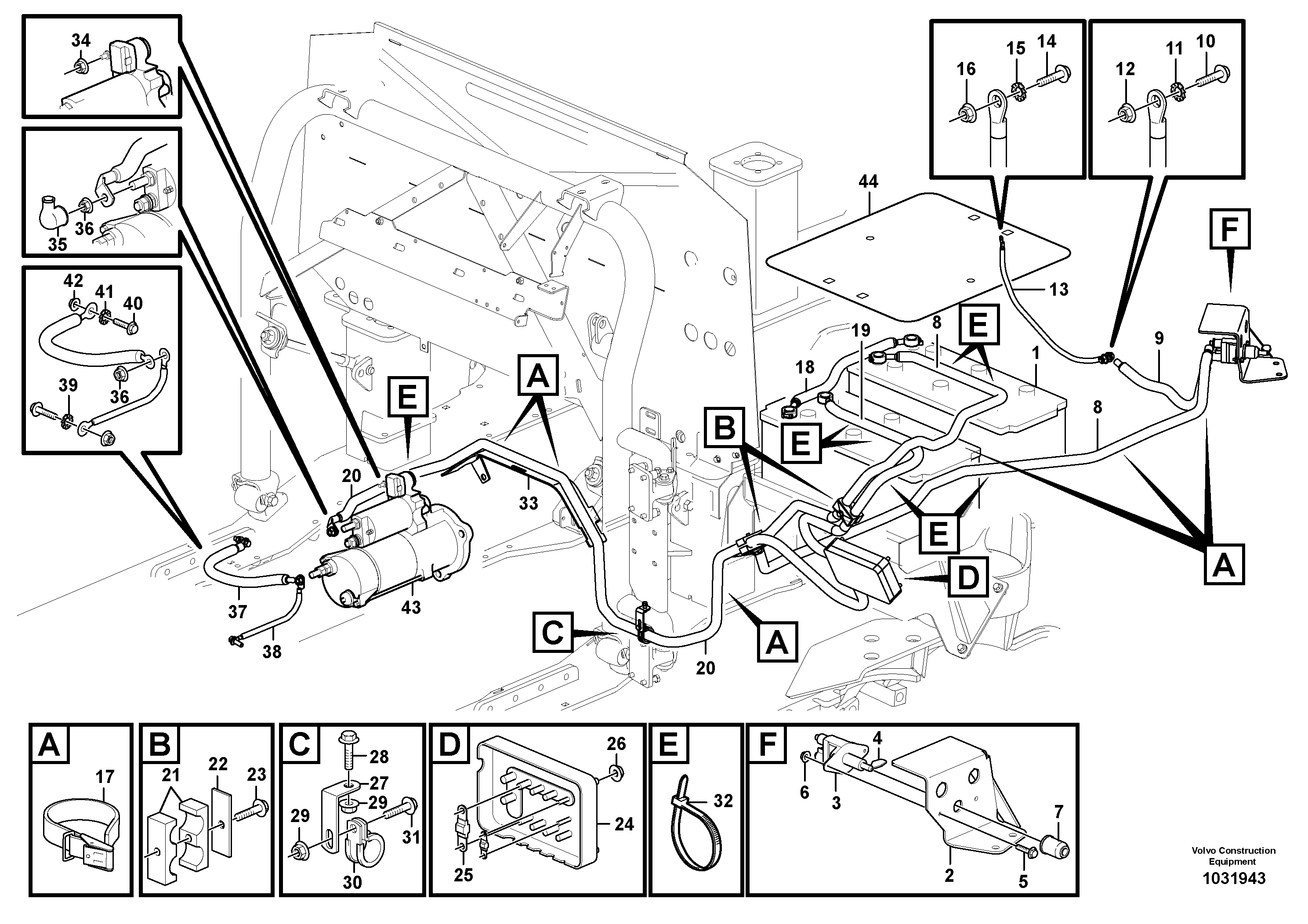 Схема запчастей Volvo A40E FS FULL SUSPENSION - 65665 Battery cable and main switch 