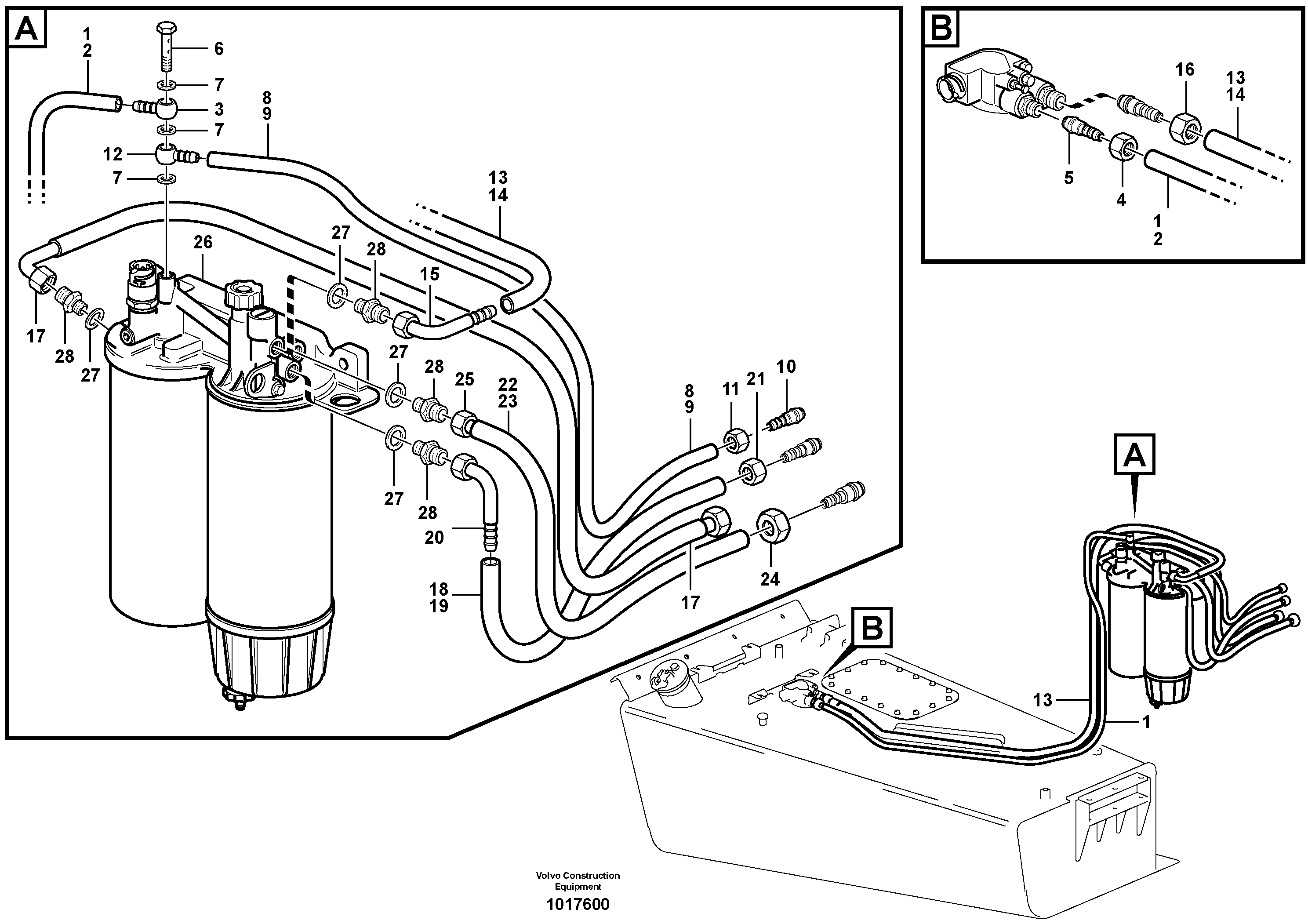 Схема запчастей Volvo A30D - 9122 Fuel tubes A30D S/N 12001 - S/N 73000 - BRA