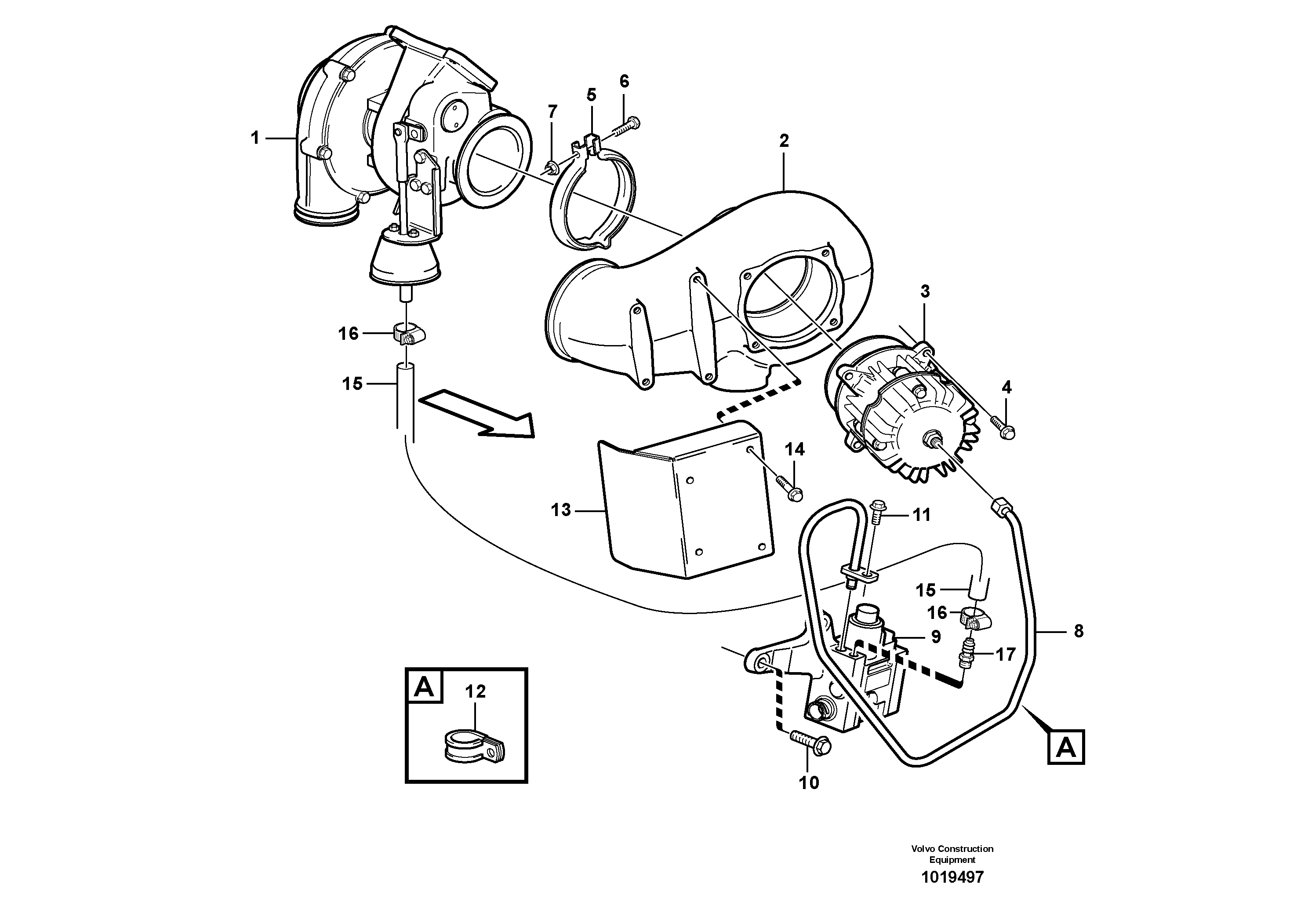 Схема запчастей Volvo A30D - 57557 Exhaust brake A30D S/N 12001 - S/N 73000 - BRA