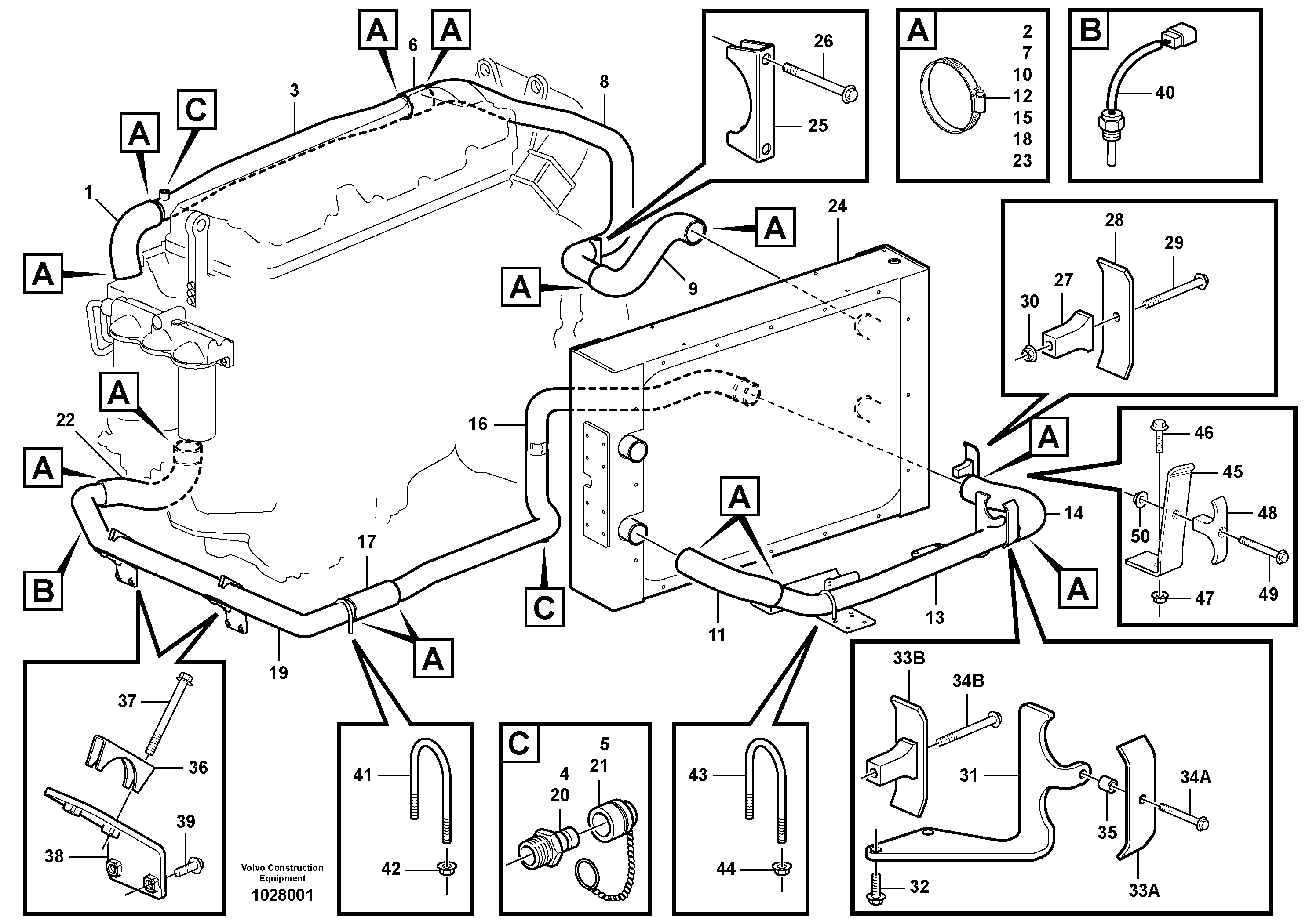 Схема запчастей Volvo A30D - 82753 Cooling system, radiator - coolant pump A30D S/N 12001 - S/N 73000 - BRA