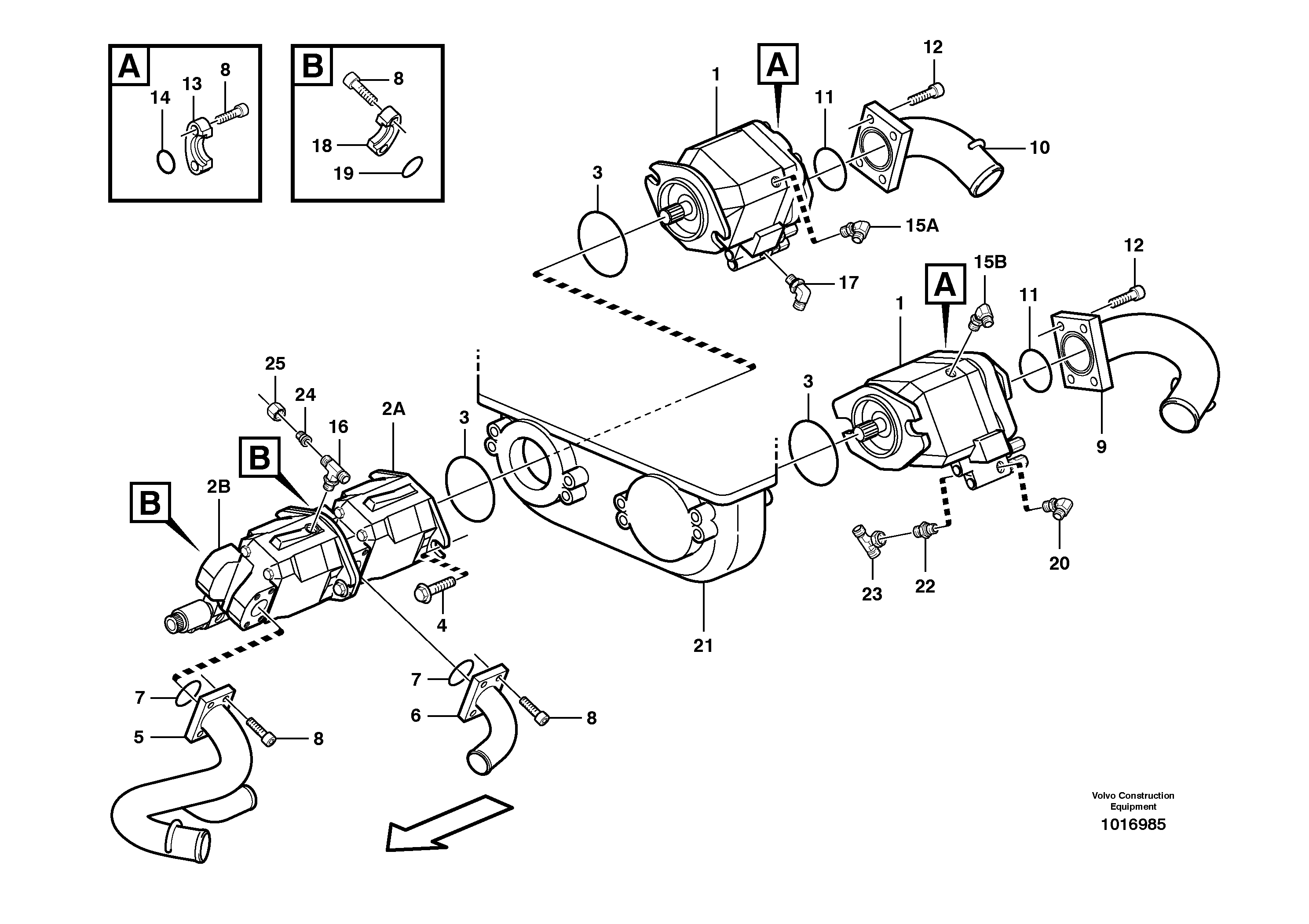 Схема запчастей Volvo A30D - 93374 Hydraulic pump with fitting parts A30D S/N 12001 - S/N 73000 - BRA