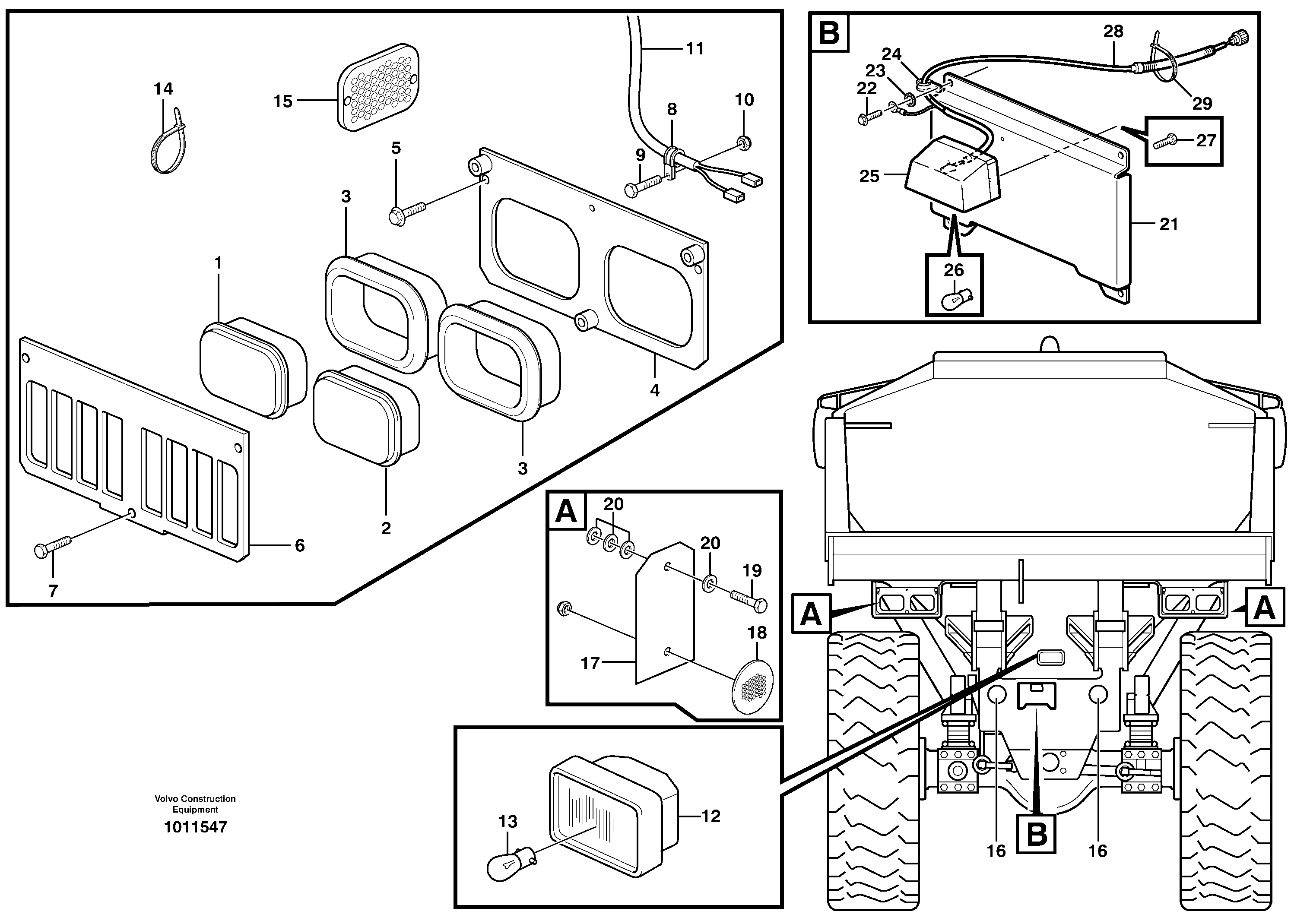 Схема запчастей Volvo A30D - 97614 Lighting, rear A30D S/N 12001 - S/N 73000 - BRA