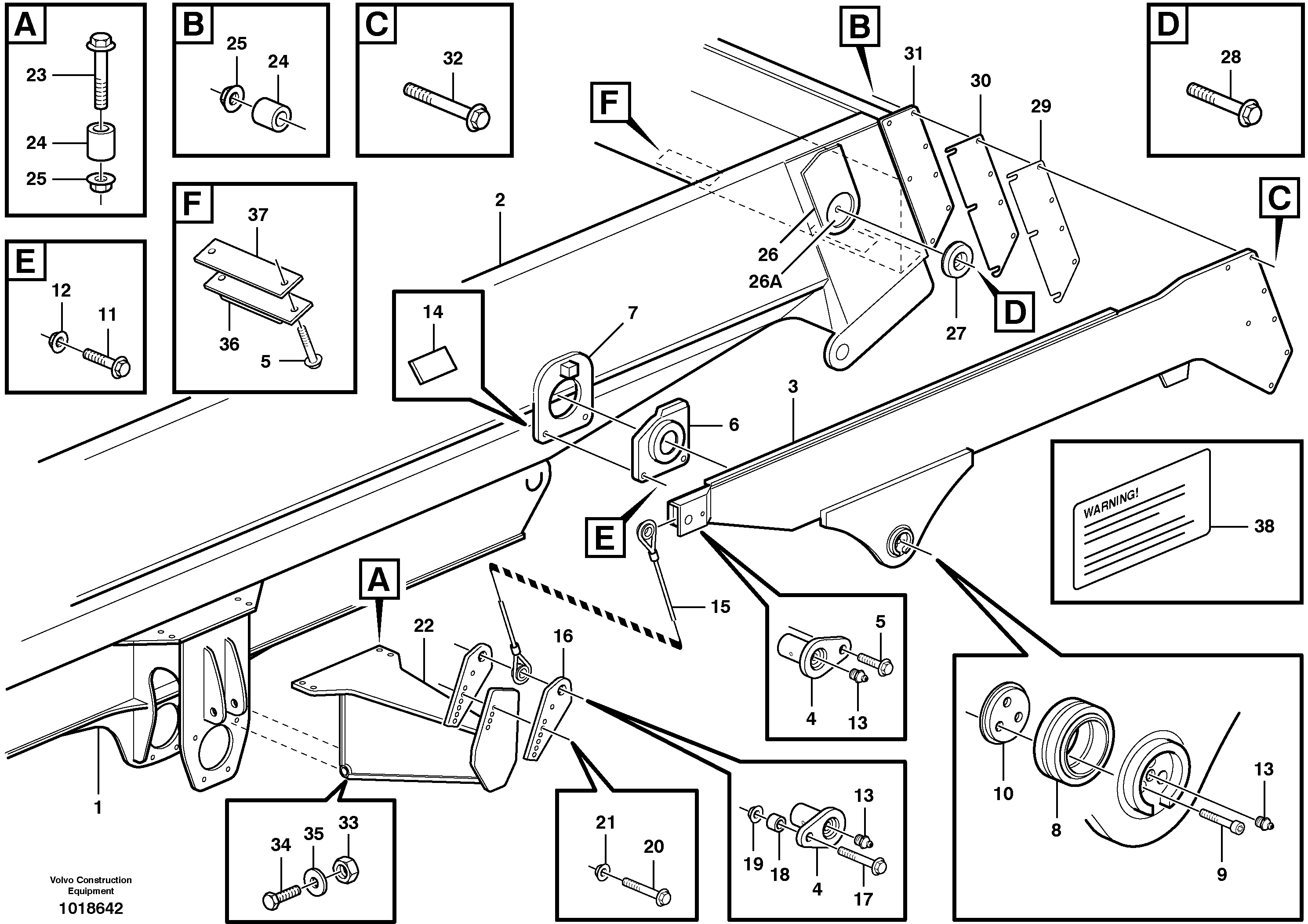 Схема запчастей Volvo A30D - 2573 Overhung tailgate A30D S/N 12001 - S/N 73000 - BRA