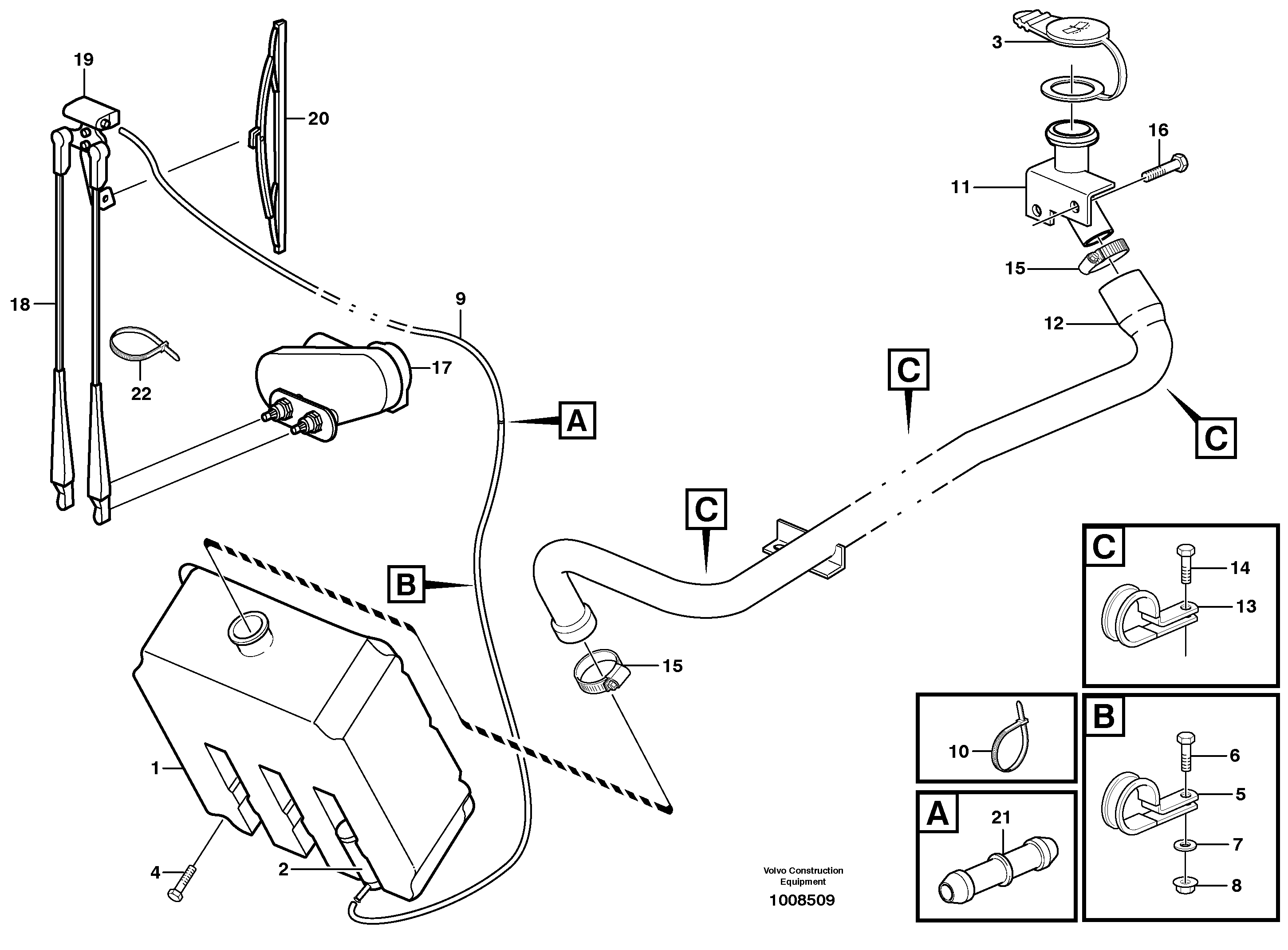 Схема запчастей Volvo A30D - 67883 Windscreen washer and wiper A30D S/N 12001 - S/N 73000 - BRA