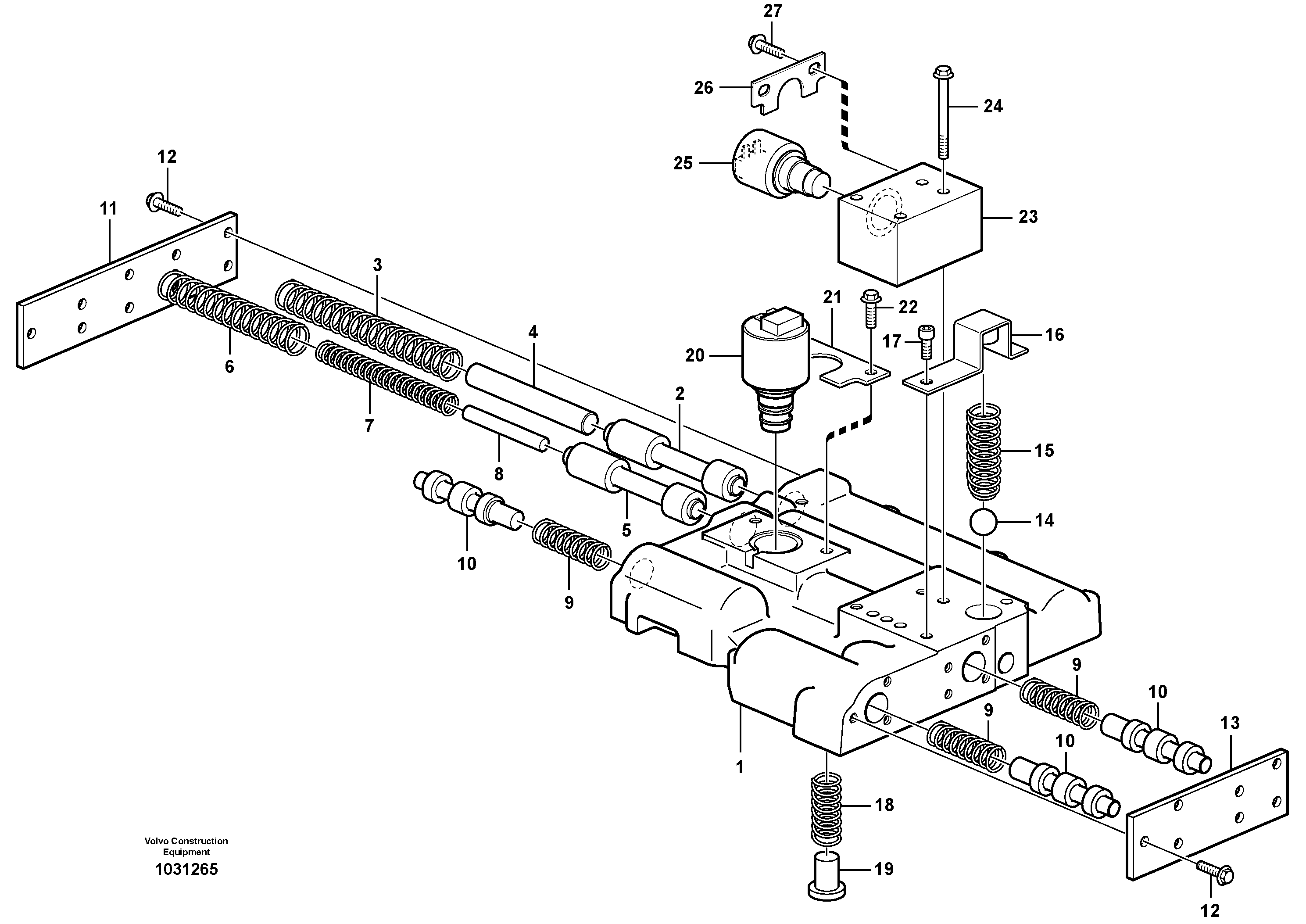 Схема запчастей Volvo A30D - 166 Main pressure valve A30D S/N 12001 - S/N 73000 - BRA