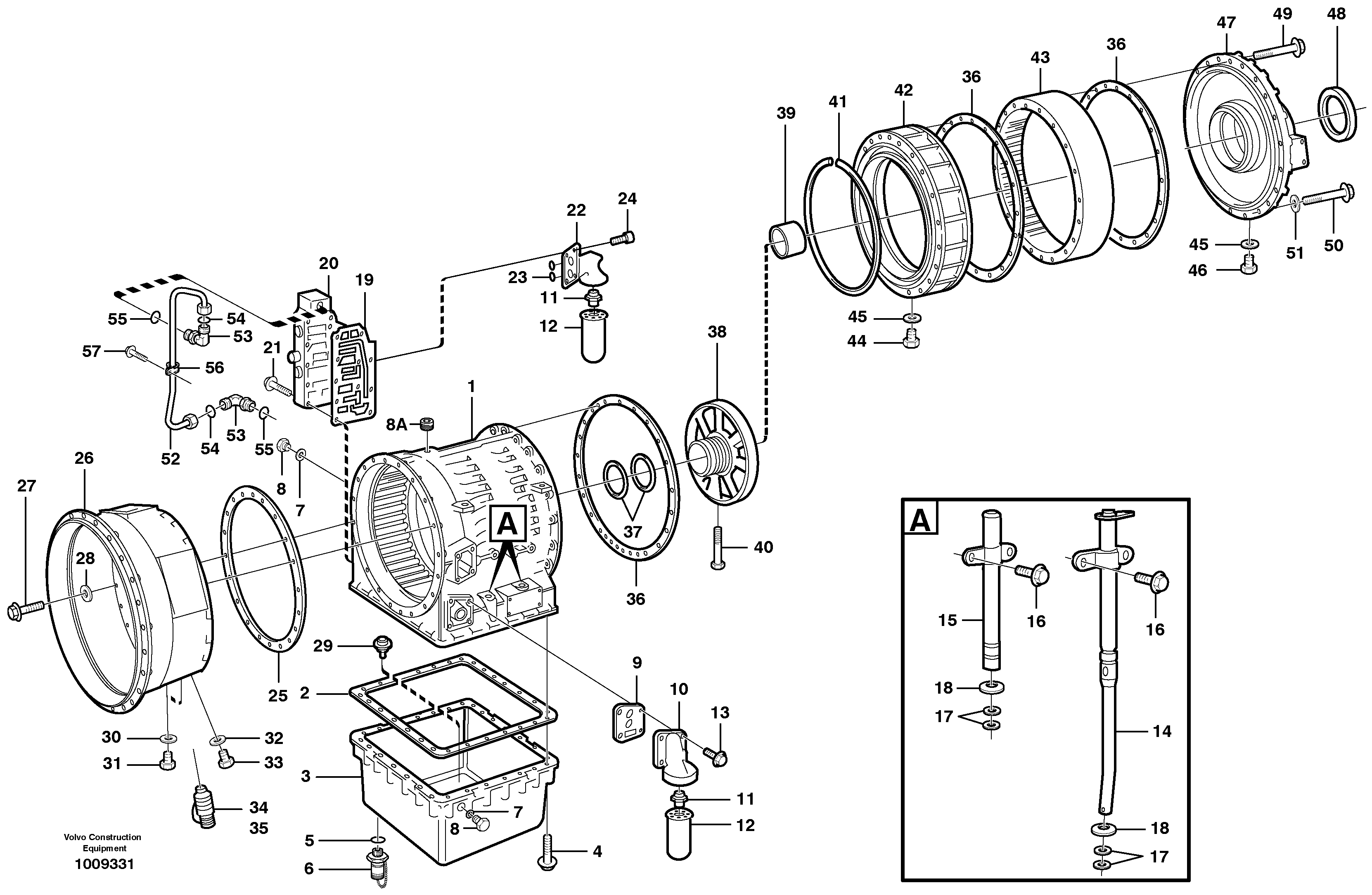 Схема запчастей Volvo A30D - 92945 катрер трансмиссии A30D S/N 12001 - S/N 73000 - BRA