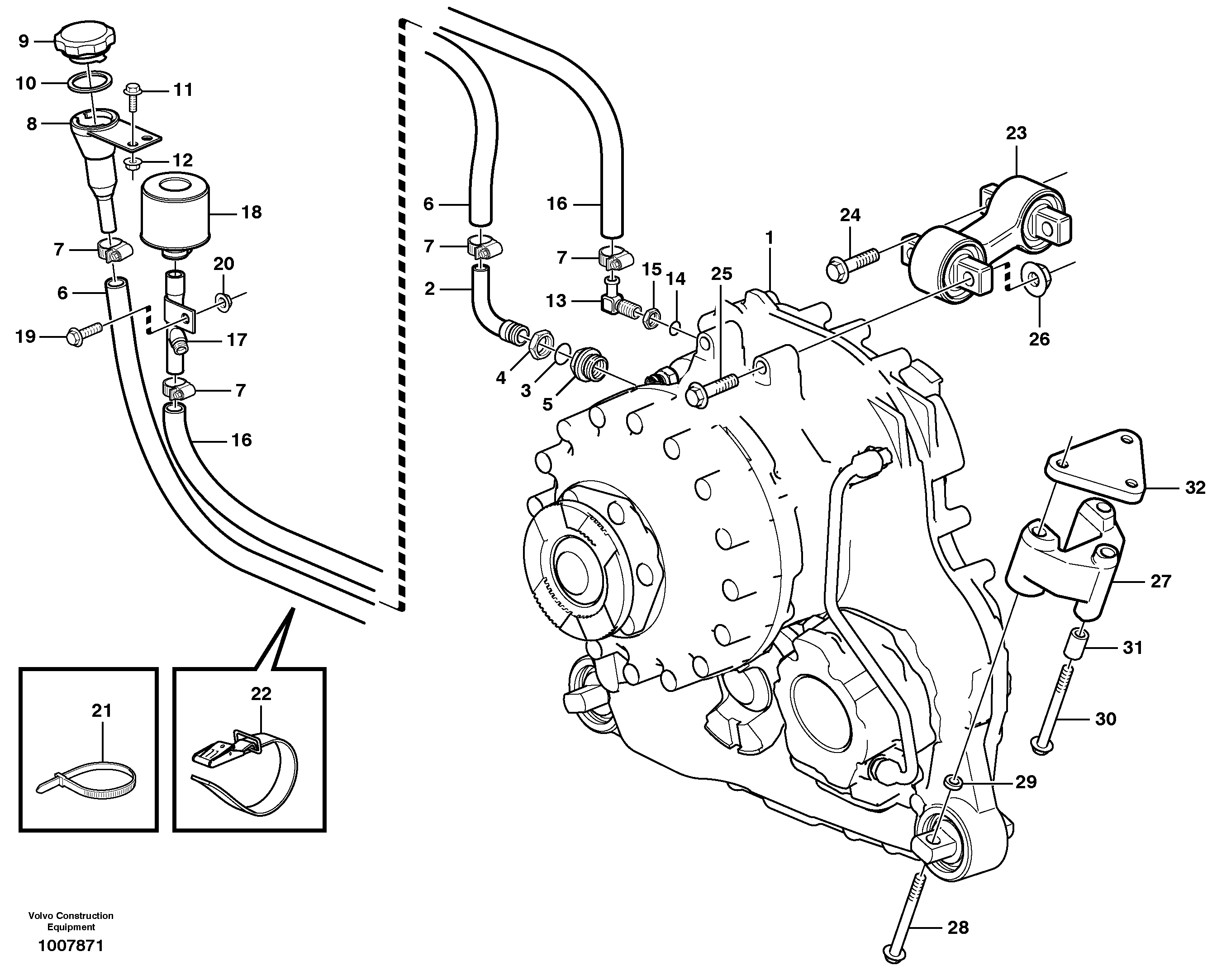 Схема запчастей Volvo A30D - 179 Drop box with fitting parts A30D S/N 12001 - S/N 73000 - BRA