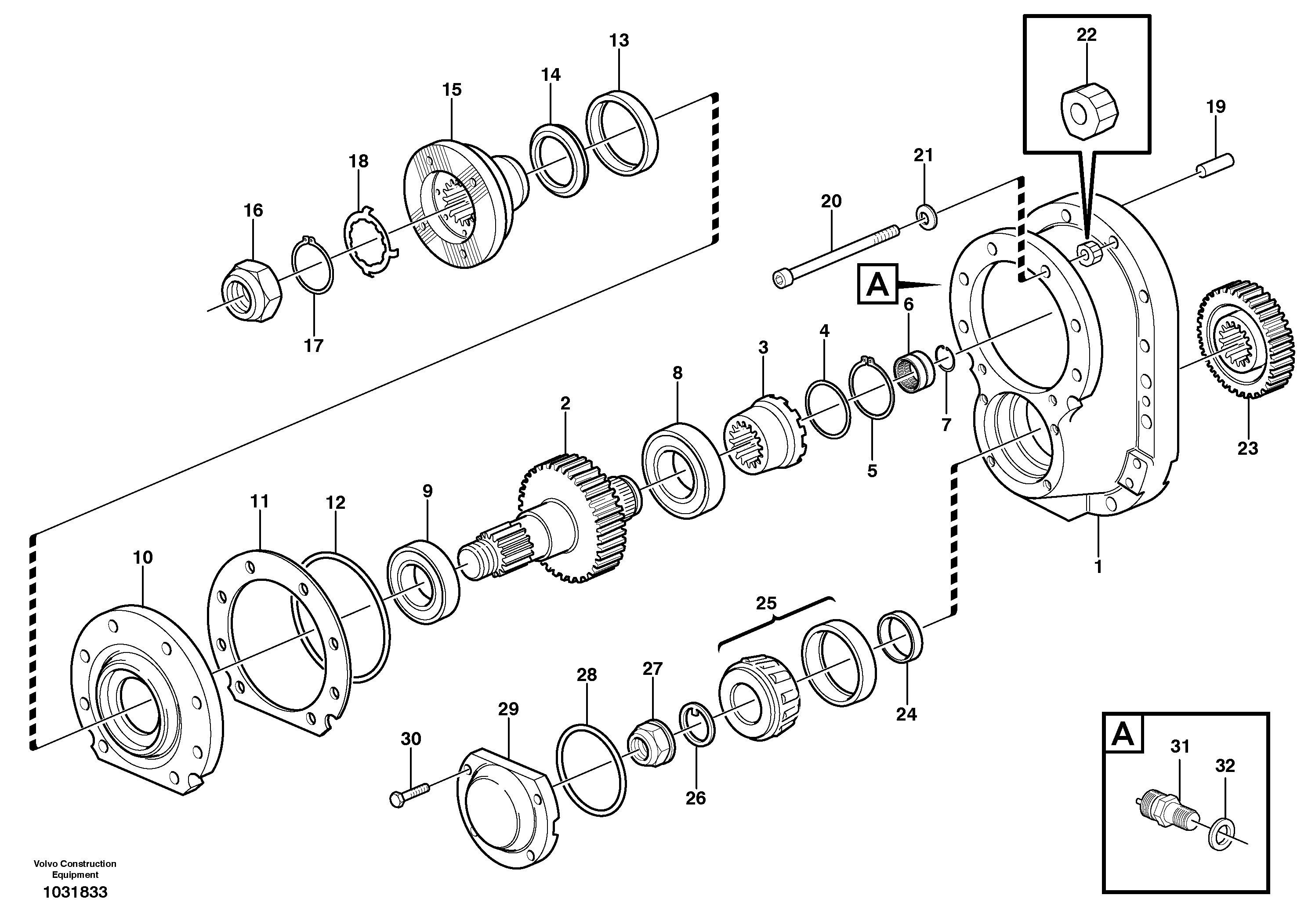 Схема запчастей Volvo A30D - 101613 Главная передача A30D S/N 12001 - S/N 73000 - BRA