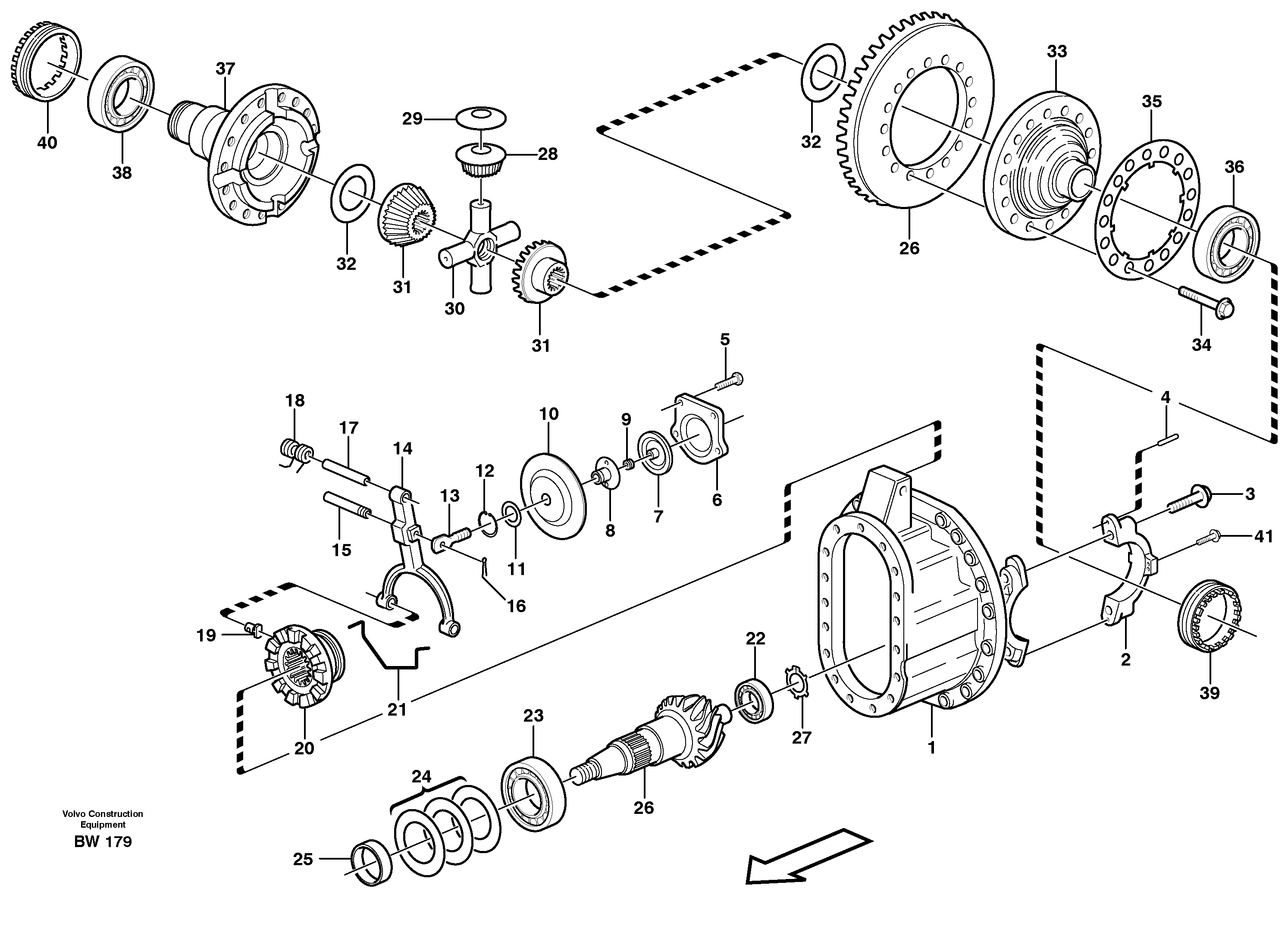 Схема запчастей Volvo A30D - 196 Главная передача A30D S/N 12001 - S/N 73000 - BRA