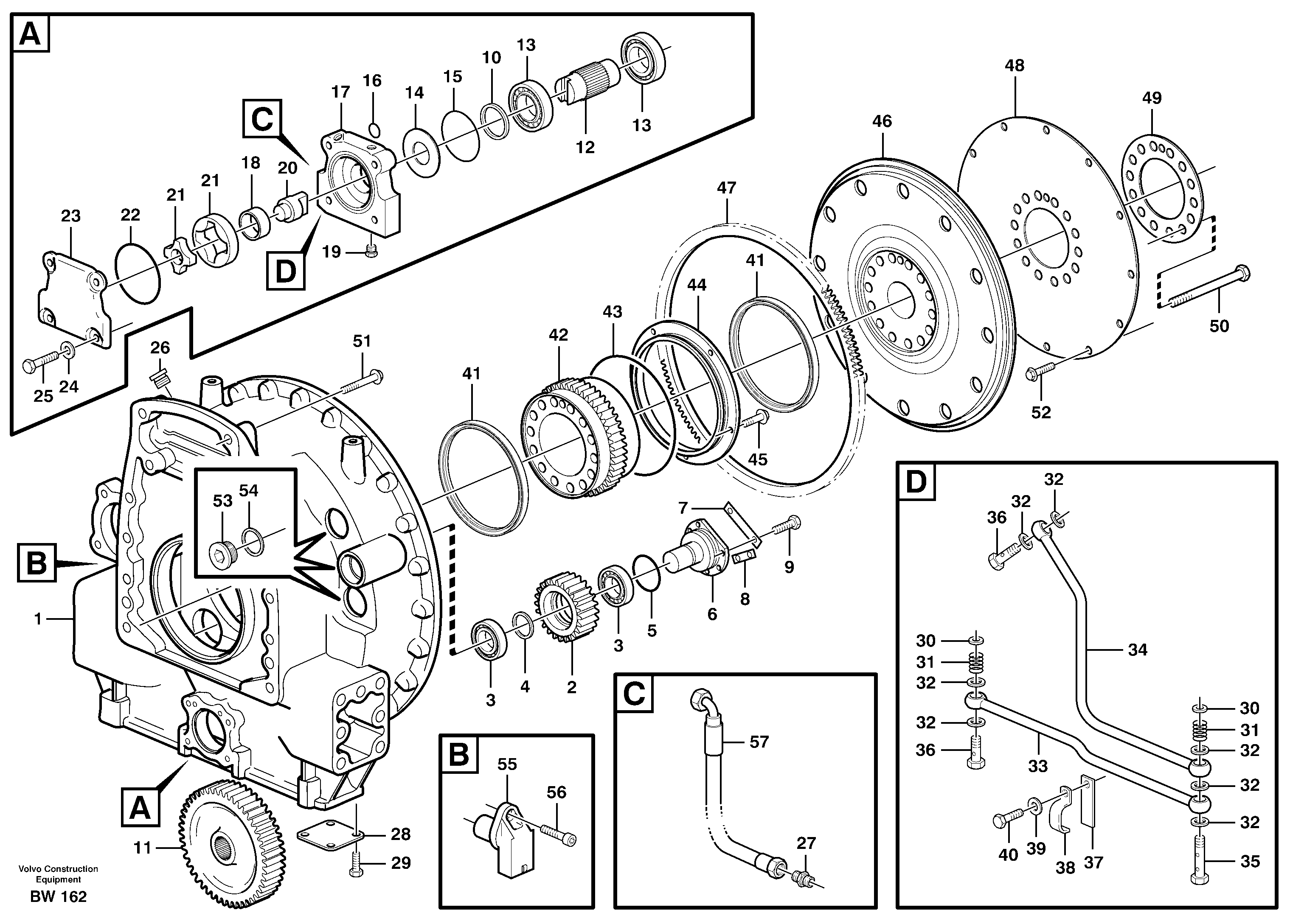Схема запчастей Volvo A30D - 50665 Pump drive A30D S/N -11999, - 60093 USA S/N-72999 BRAZIL
