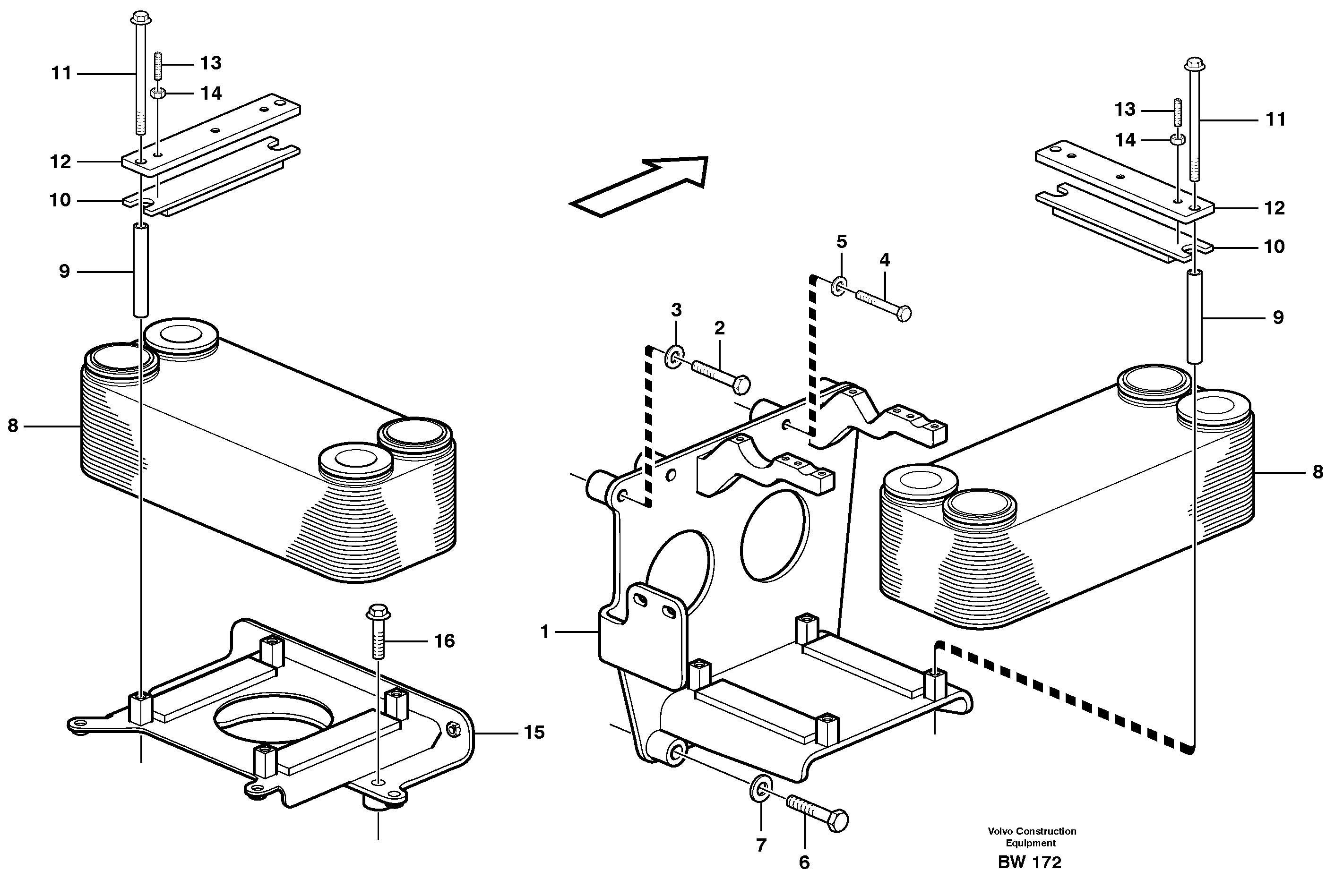 Схема запчастей Volvo A30D - 42383 Heat exchanger A30D S/N -11999, - 60093 USA S/N-72999 BRAZIL