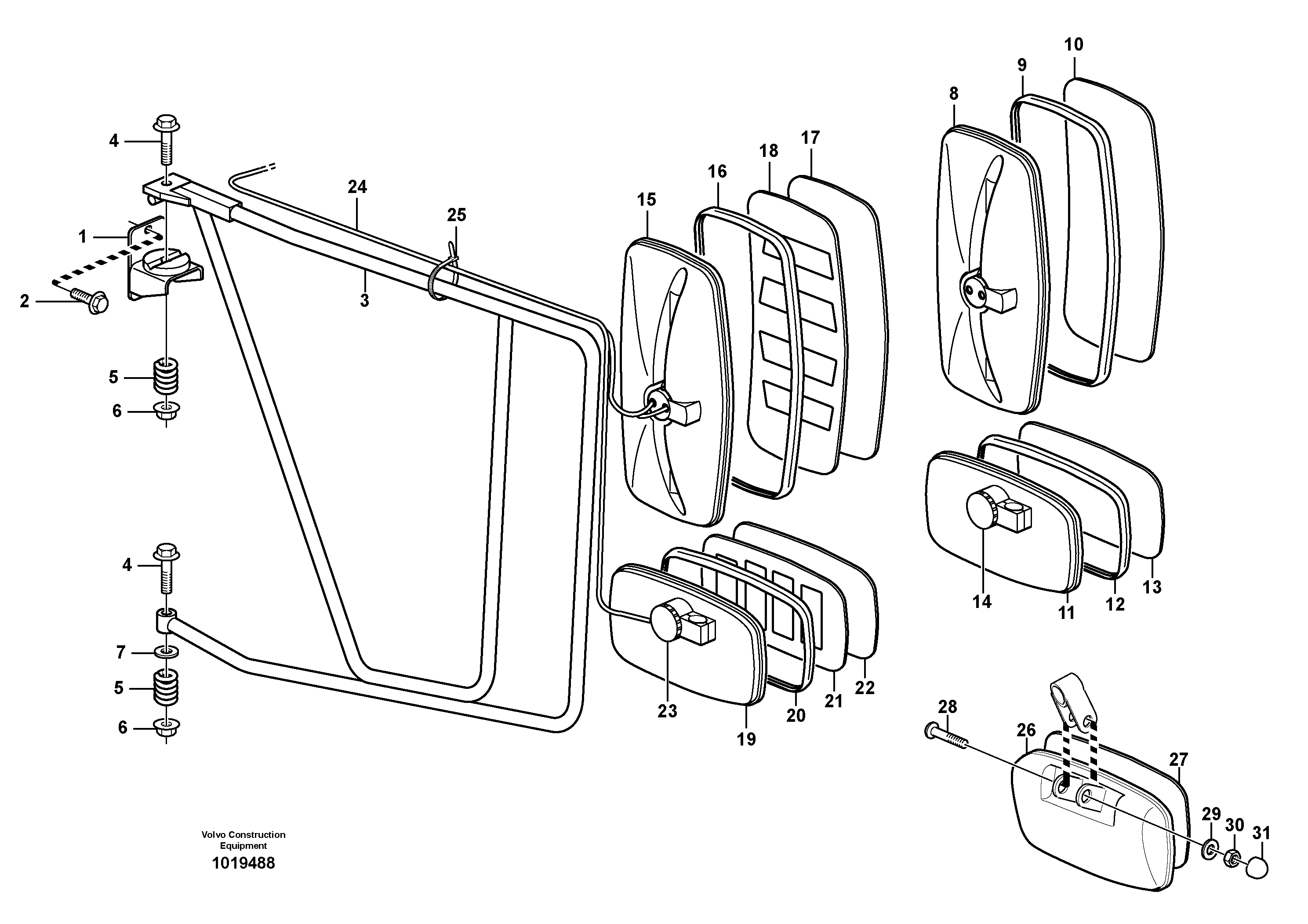 Схема запчастей Volvo A30D - 63741 Rear view mirror A30D S/N -11999, - 60093 USA S/N-72999 BRAZIL