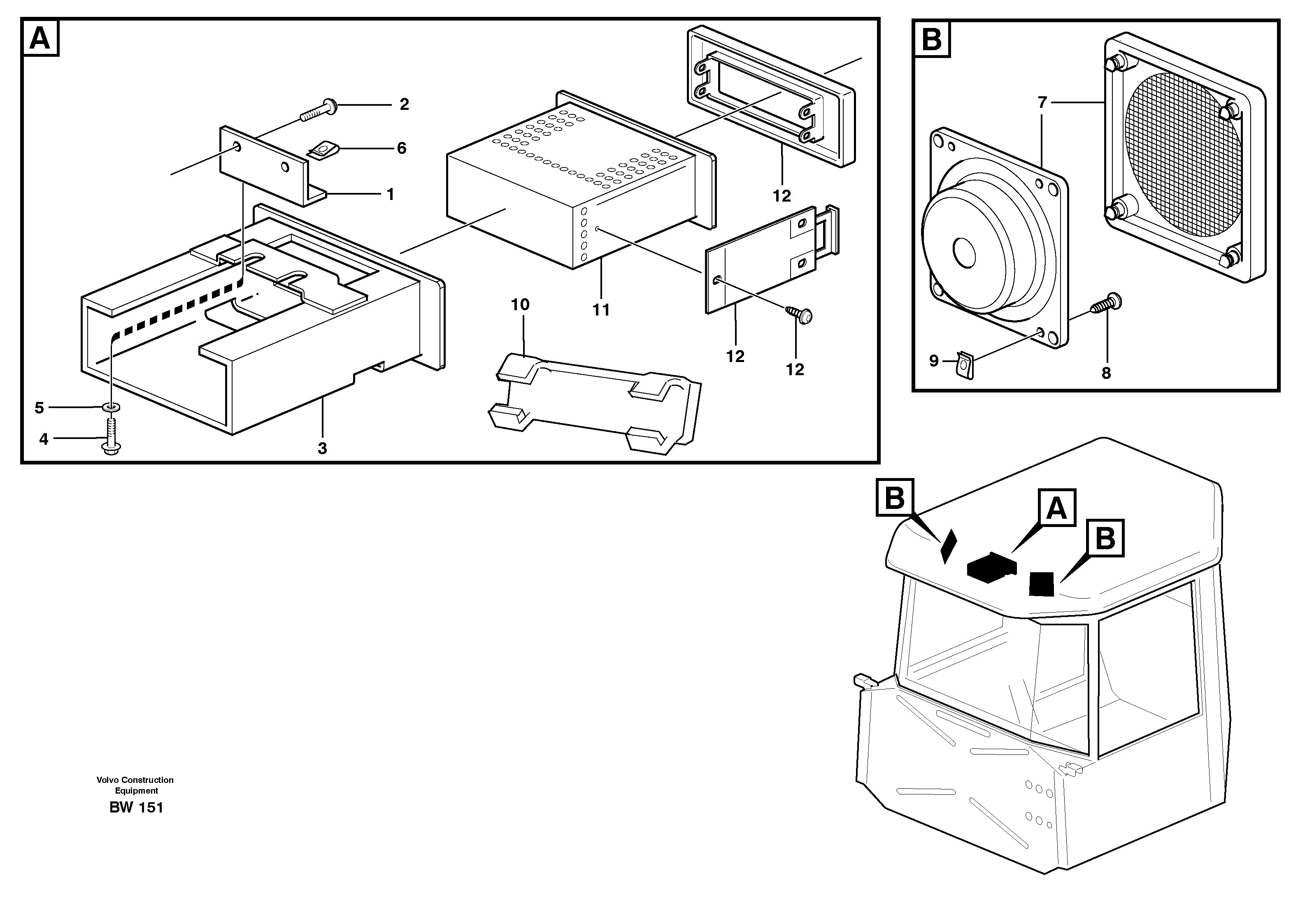 Схема запчастей Volvo A30D - 23003 Radio bracket A30D S/N -11999, - 60093 USA S/N-72999 BRAZIL