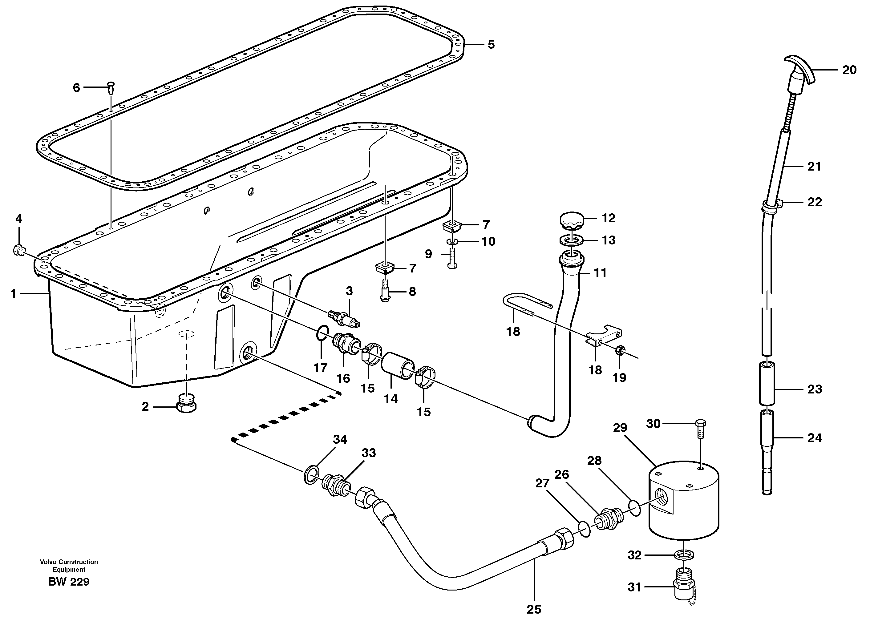 Схема запчастей Volvo A30D - 70972 Oil sump A30D S/N -11999, - 60093 USA S/N-72999 BRAZIL