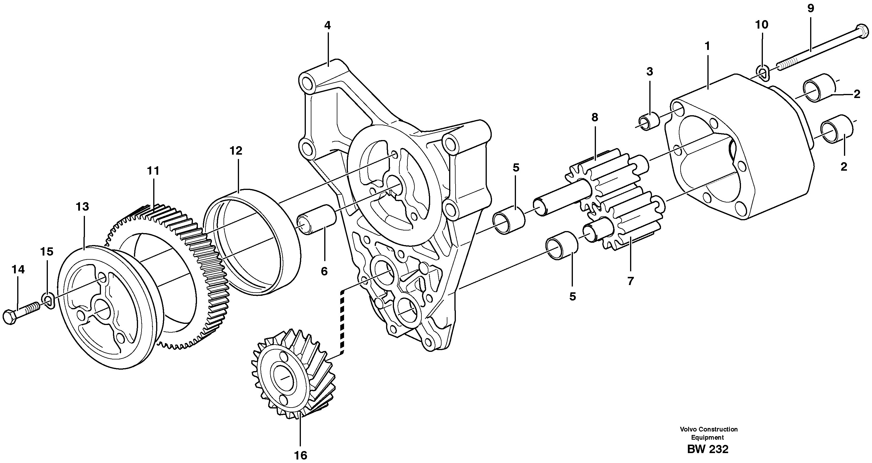 Схема запчастей Volvo A30D - 98022 Насос масляный A30D S/N -11999, - 60093 USA S/N-72999 BRAZIL