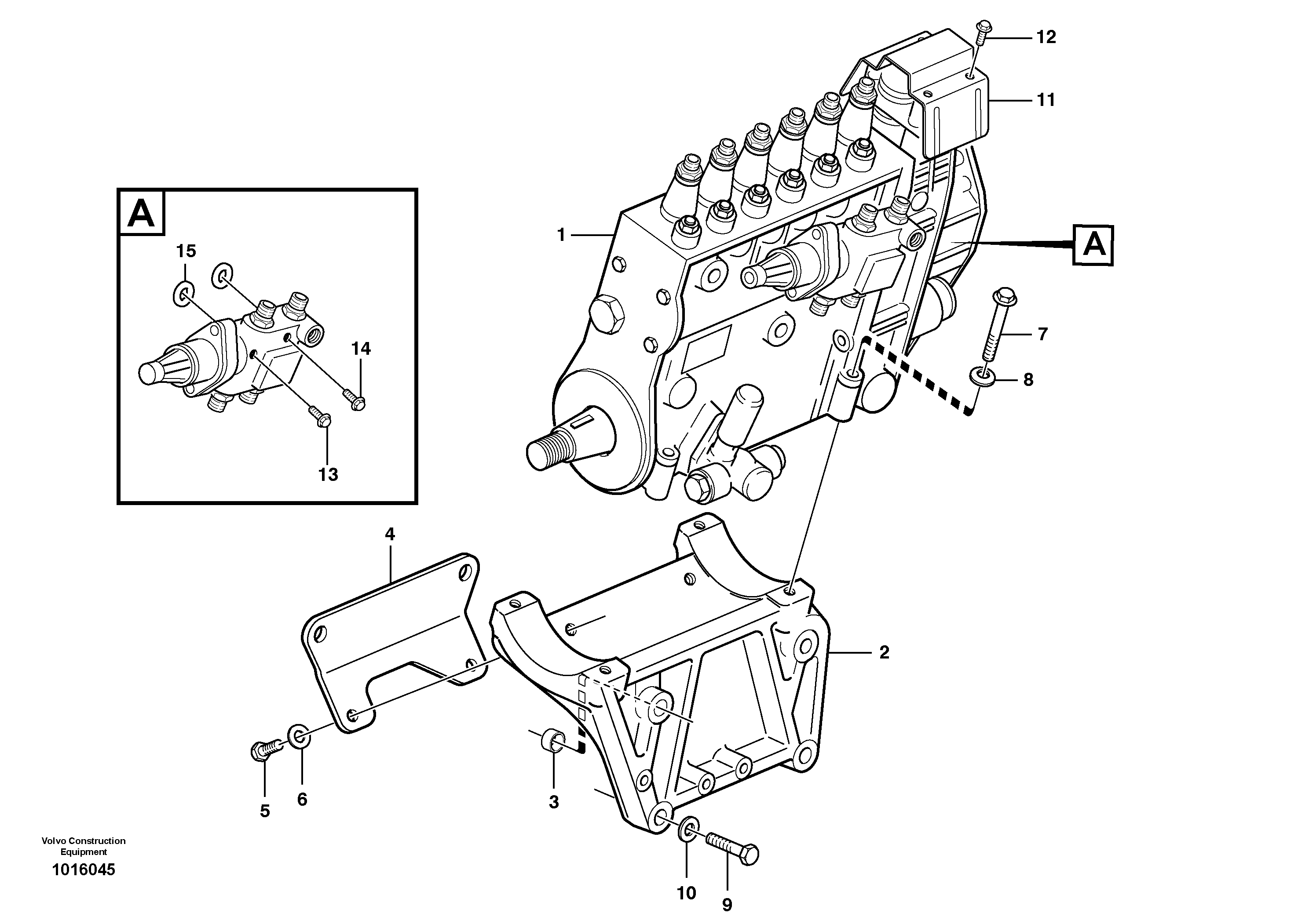 Схема запчастей Volvo A30D - 34351 Fuel injection pump with fitting parts A30D S/N -11999, - 60093 USA S/N-72999 BRAZIL