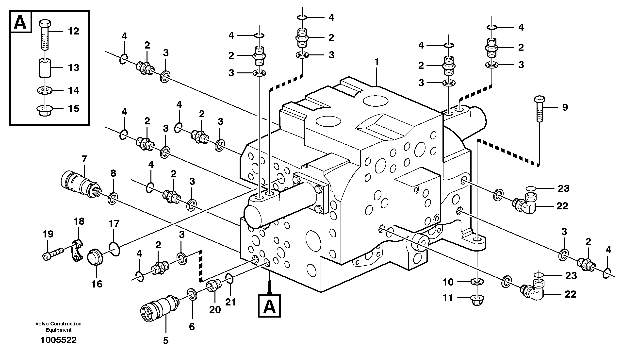 Схема запчастей Volvo A30D - 75758 Control valve with fitting parts A30D S/N 12001 - S/N 73000 - BRA