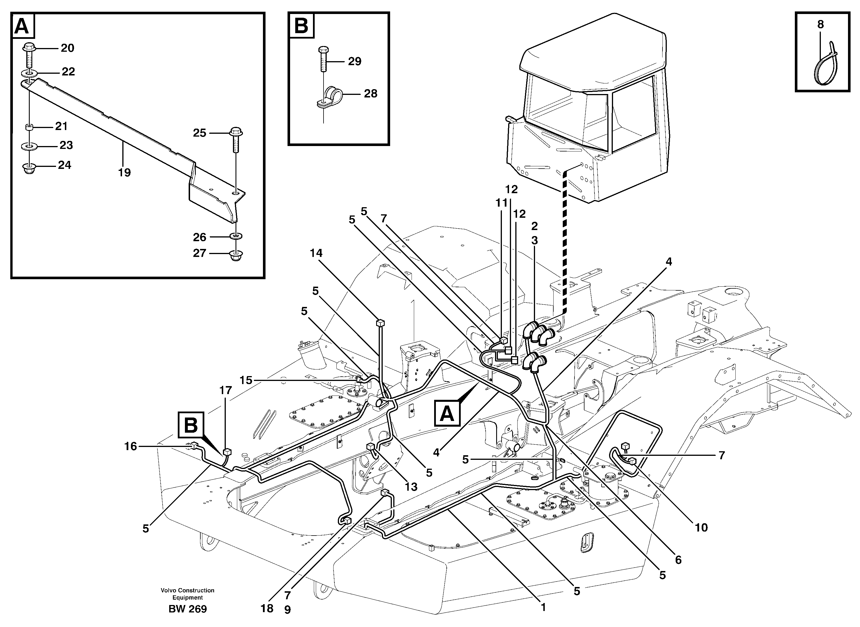 Схема запчастей Volvo A30D - 65416 Cable harnesses, front A30D S/N -11999, - 60093 USA S/N-72999 BRAZIL