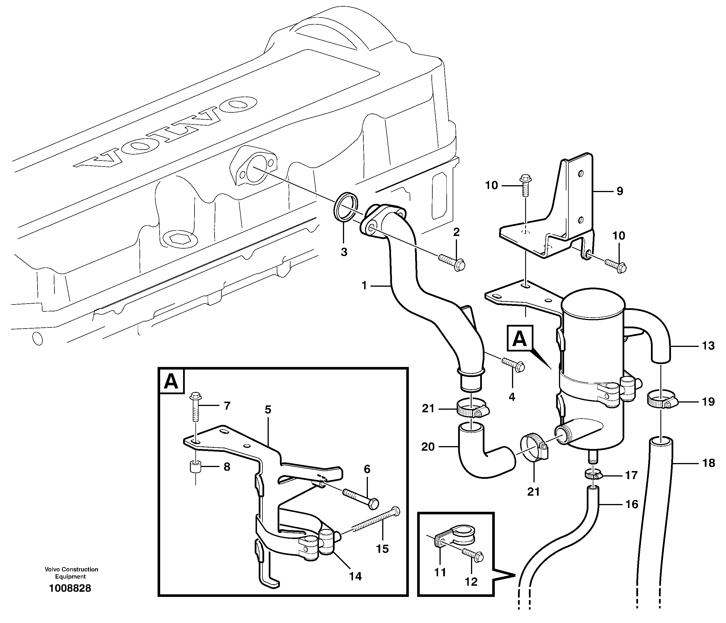 Схема запчастей Volvo A30D - 81385 Crankcase ventilation A30D S/N 12001 - S/N 73000 - BRA