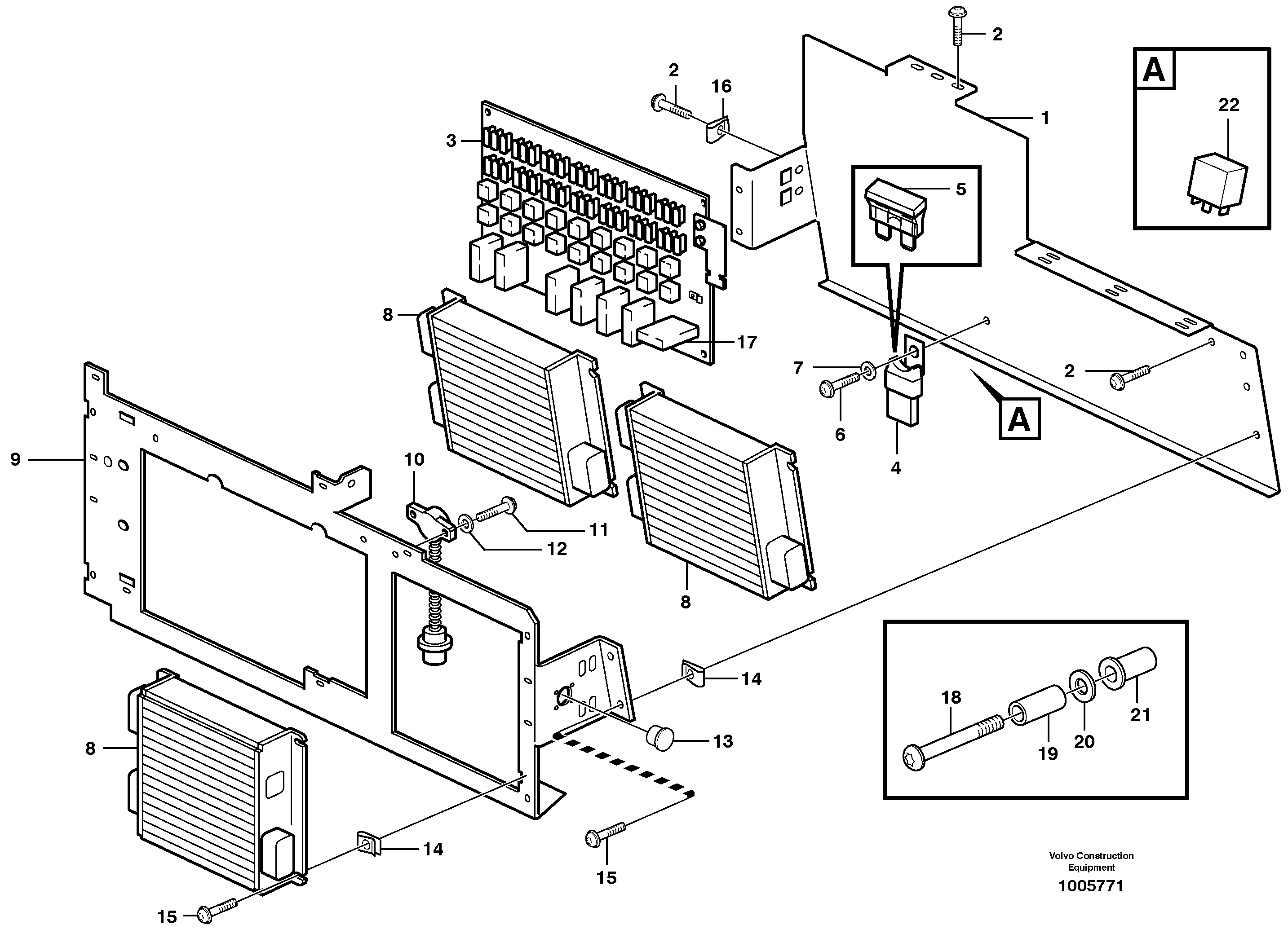 Схема запчастей Volvo A30D - 95370 Electrical distribution box A30D S/N -11999, - 60093 USA S/N-72999 BRAZIL