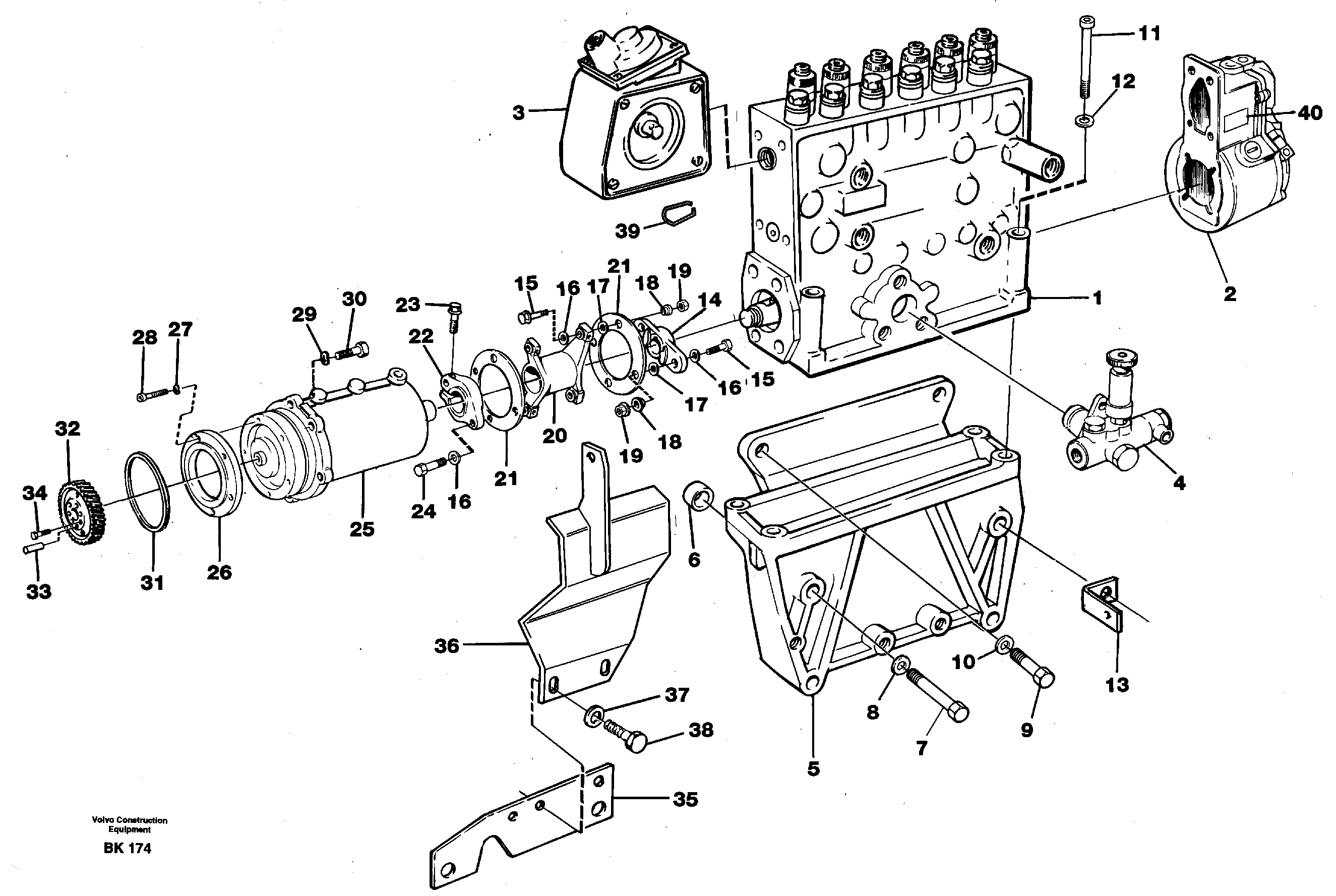 Схема запчастей Volvo A35C - 55519 Fuel injection pump with fitting parts A35C VOLVO BM VOLVO BM A35C SER NO - 4620