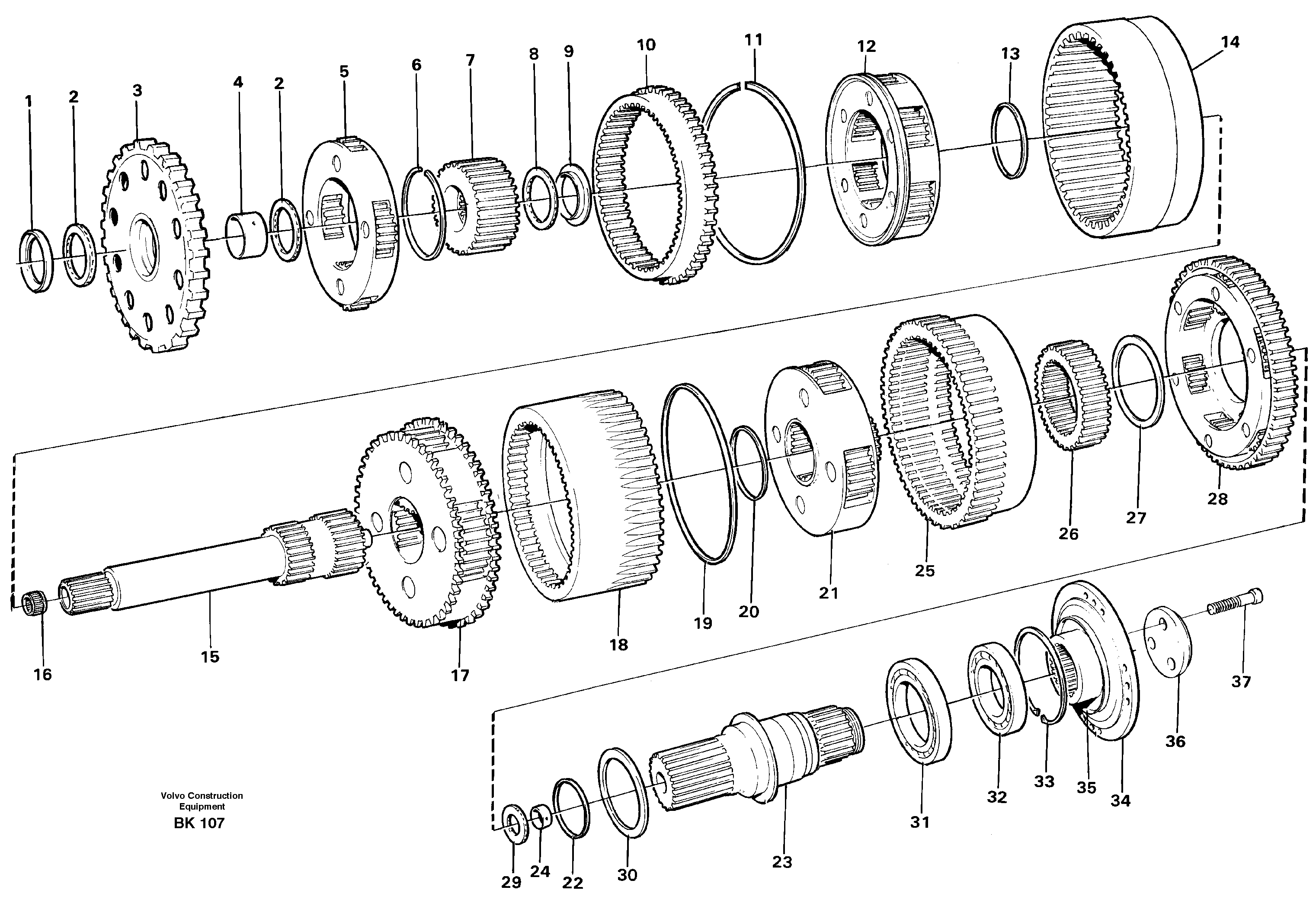 Схема запчастей Volvo A35C - 94166 Planetary gears and shafts A35C VOLVO BM VOLVO BM A35C SER NO - 4620