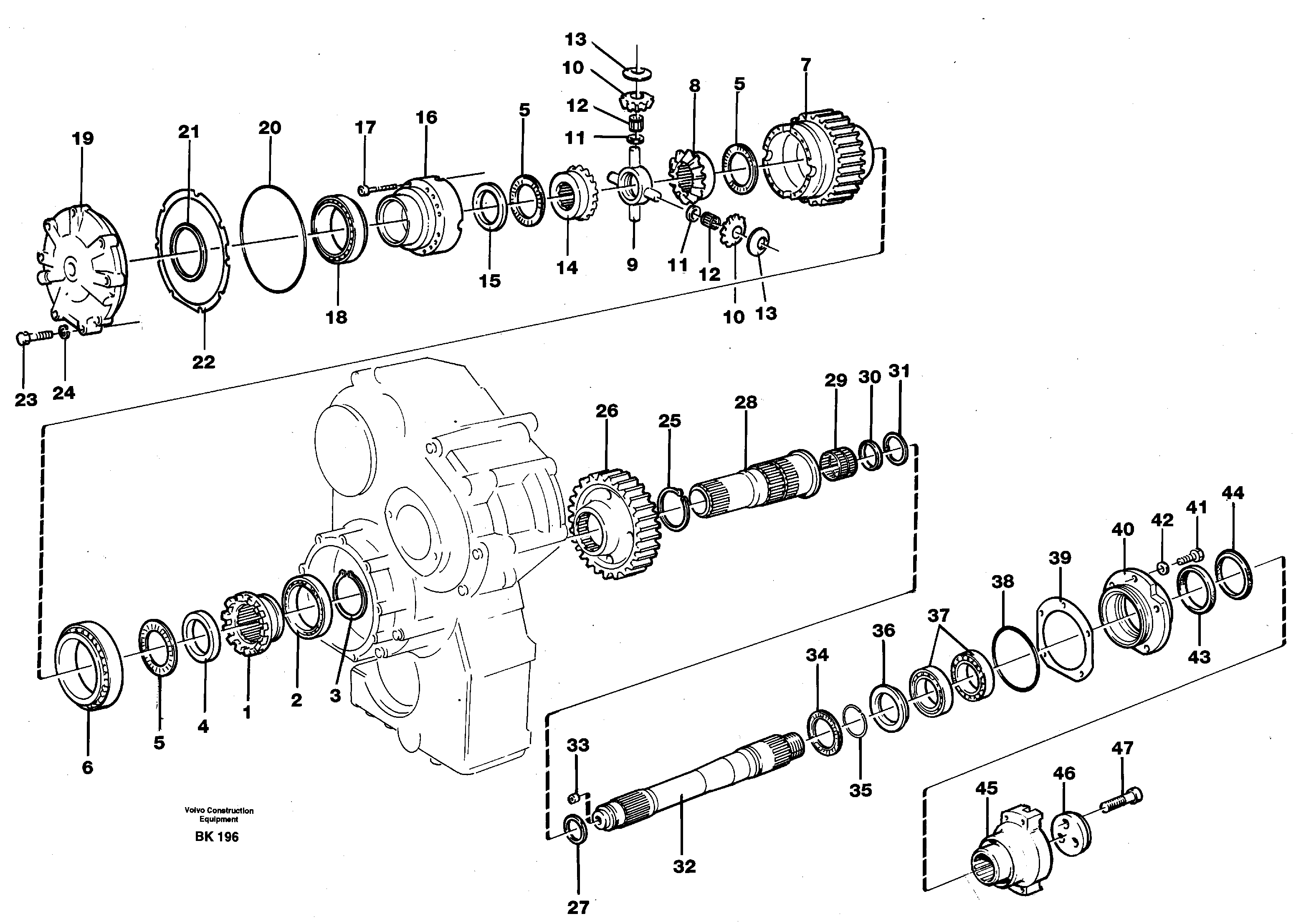 Схема запчастей Volvo A35C - 19713 Axle shaft with differential A35C VOLVO BM VOLVO BM A35C SER NO - 4620