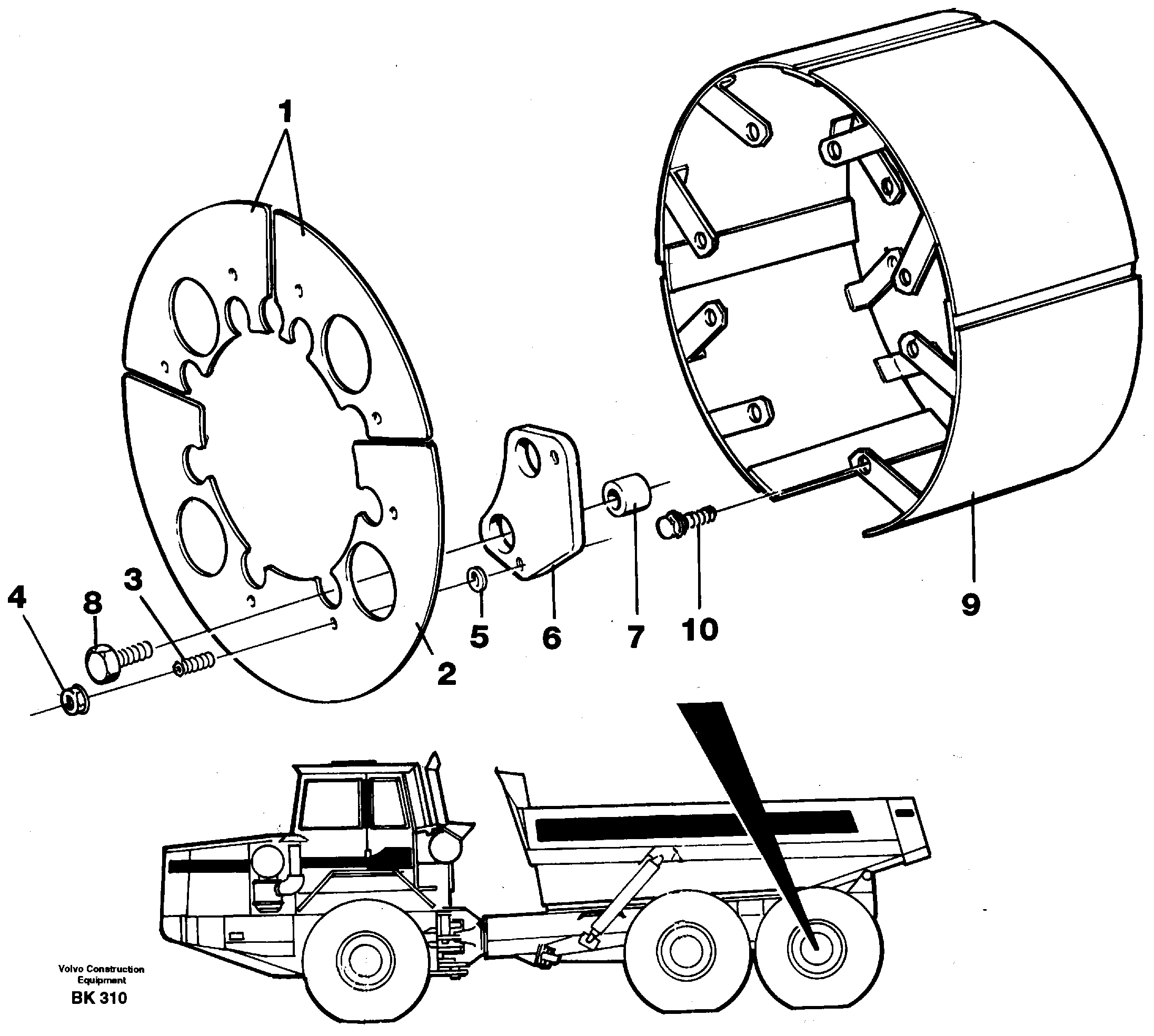 Схема запчастей Volvo A35C - 55543 Brake shield A35C VOLVO BM VOLVO BM A35C SER NO - 4620