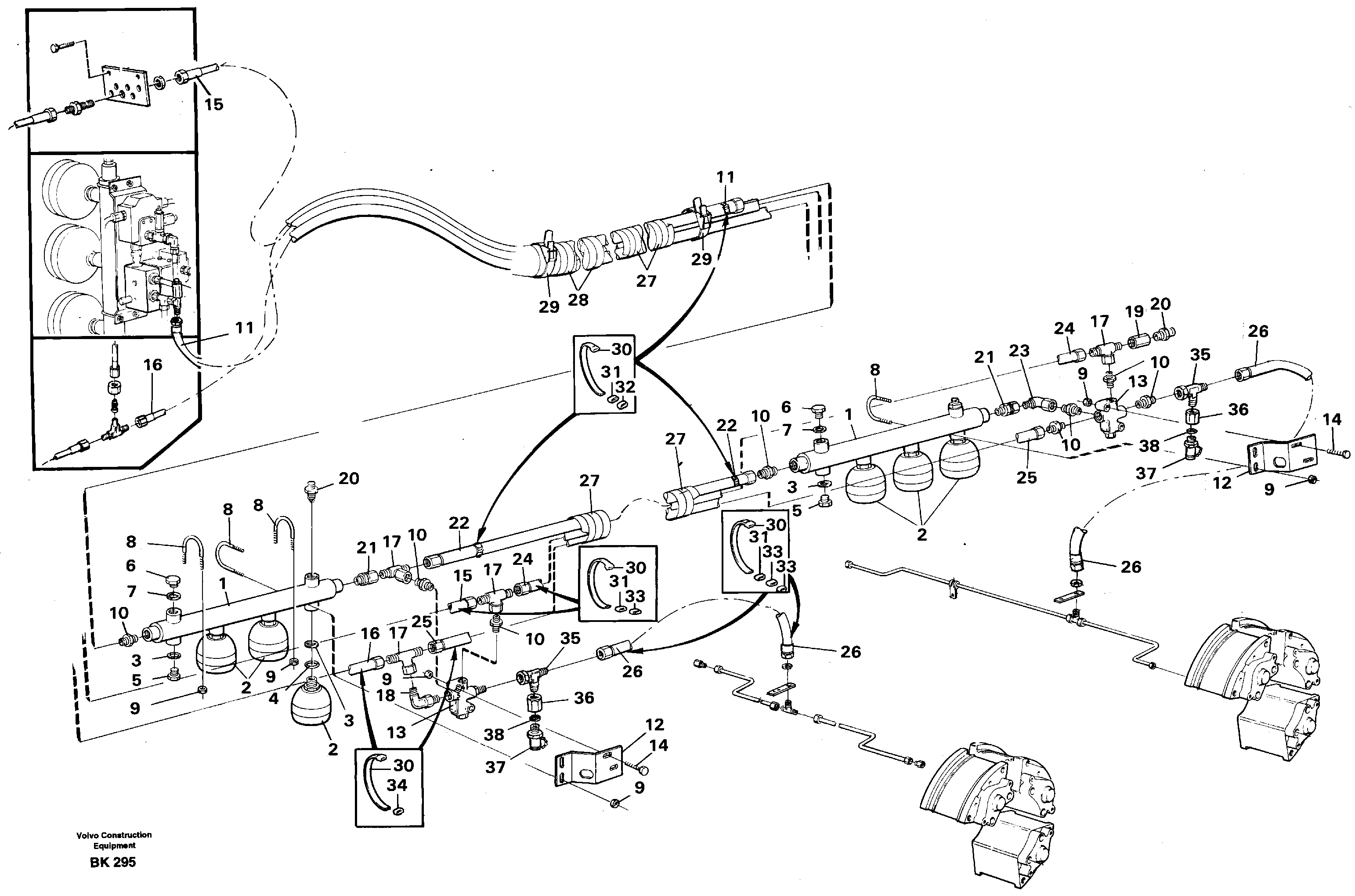 Схема запчастей Volvo A35C - 100239 Hydraulic brake system, load unit A35C VOLVO BM VOLVO BM A35C SER NO - 4620