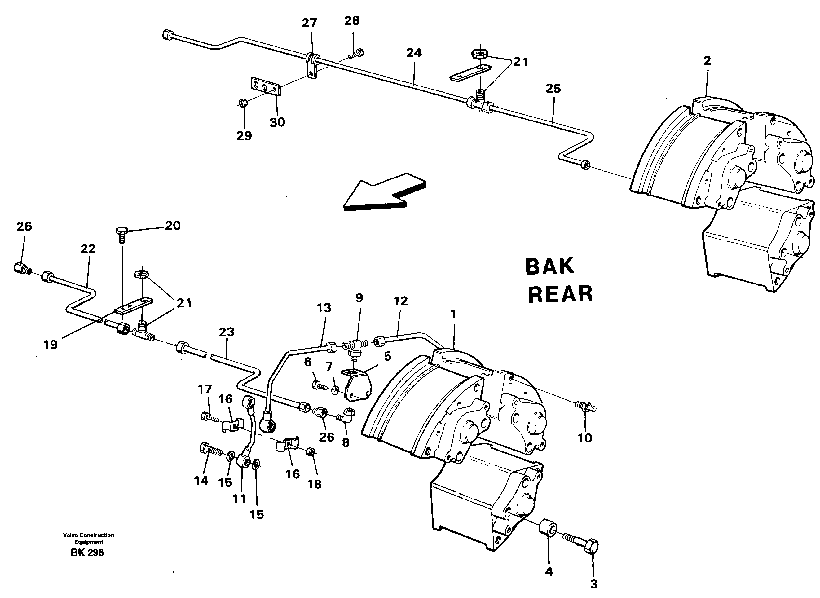 Схема запчастей Volvo A35C - 82609 Brake pipe with mounting parts. Load unit A35C VOLVO BM VOLVO BM A35C SER NO - 4620