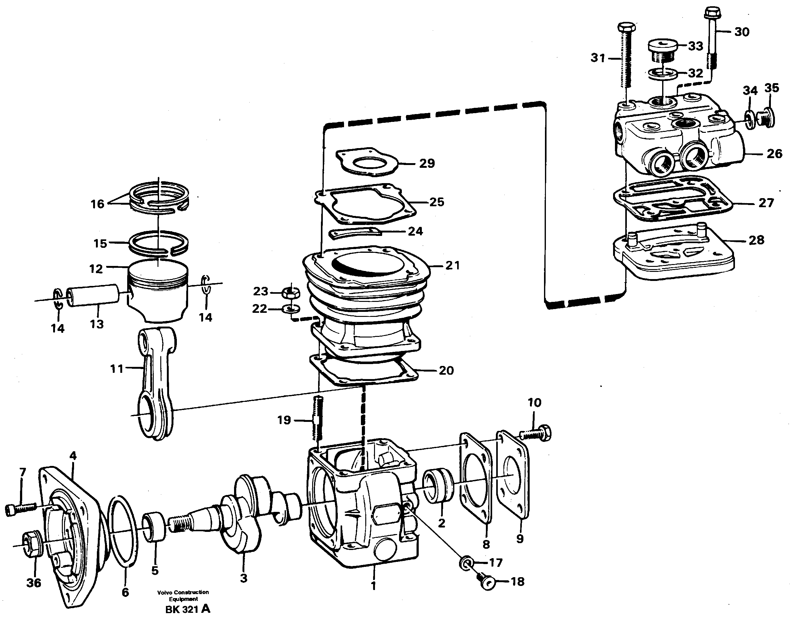 Схема запчастей Volvo A35C - 20623 Air compressor A35C VOLVO BM VOLVO BM A35C SER NO - 4620