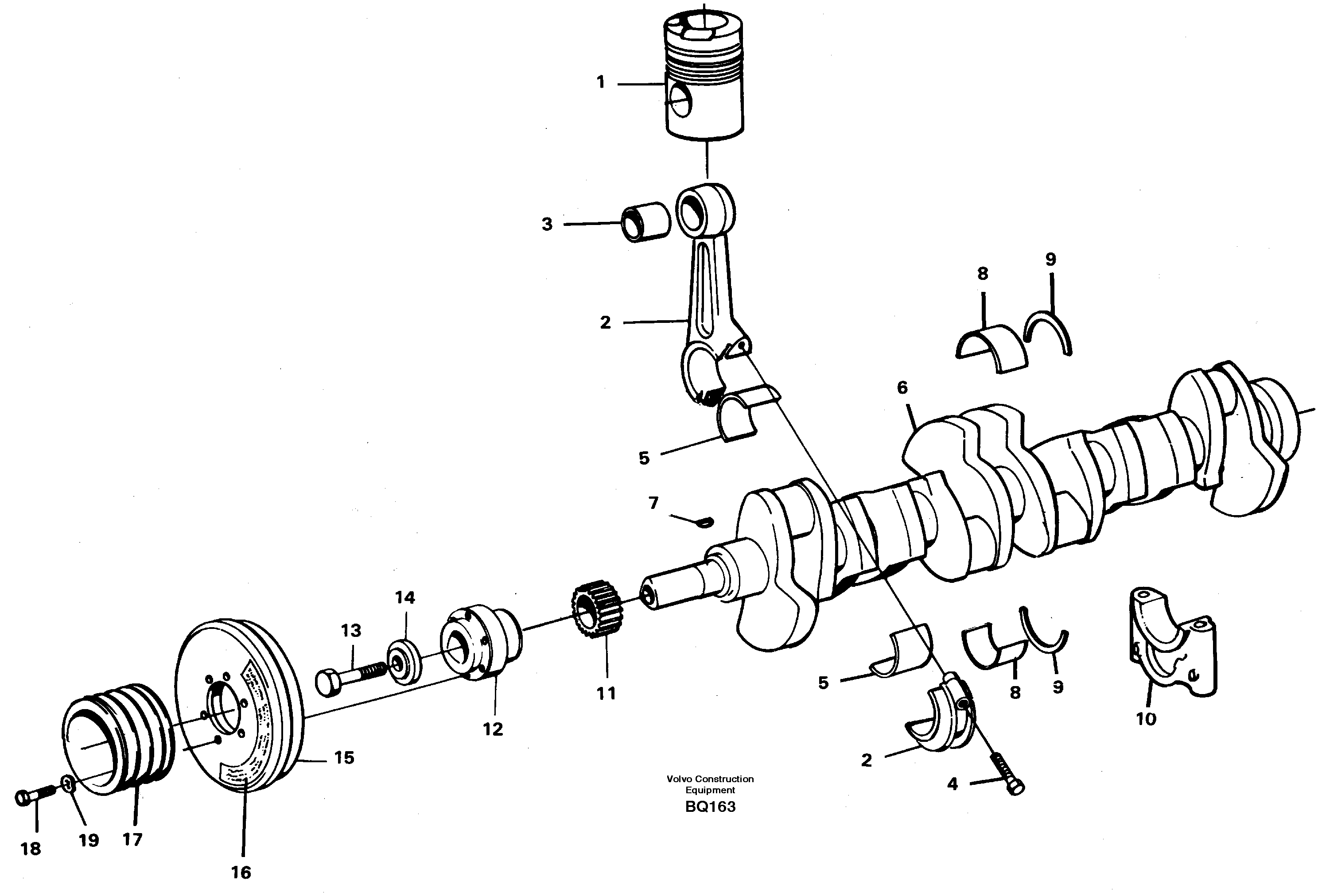 Схема запчастей Volvo A35C - 25753 Crankshaft and related parts A35C SER NO 4621-, SER NO USA 60001-