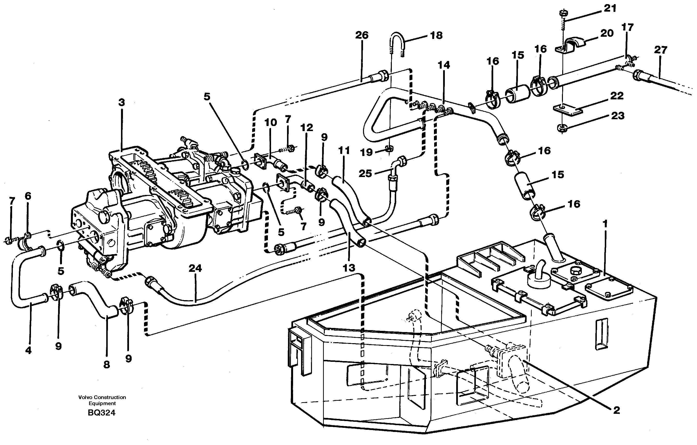 Схема запчастей Volvo A35C - 91337 Hydraulic system, motor unit A35C SER NO 4621-, SER NO USA 60001-