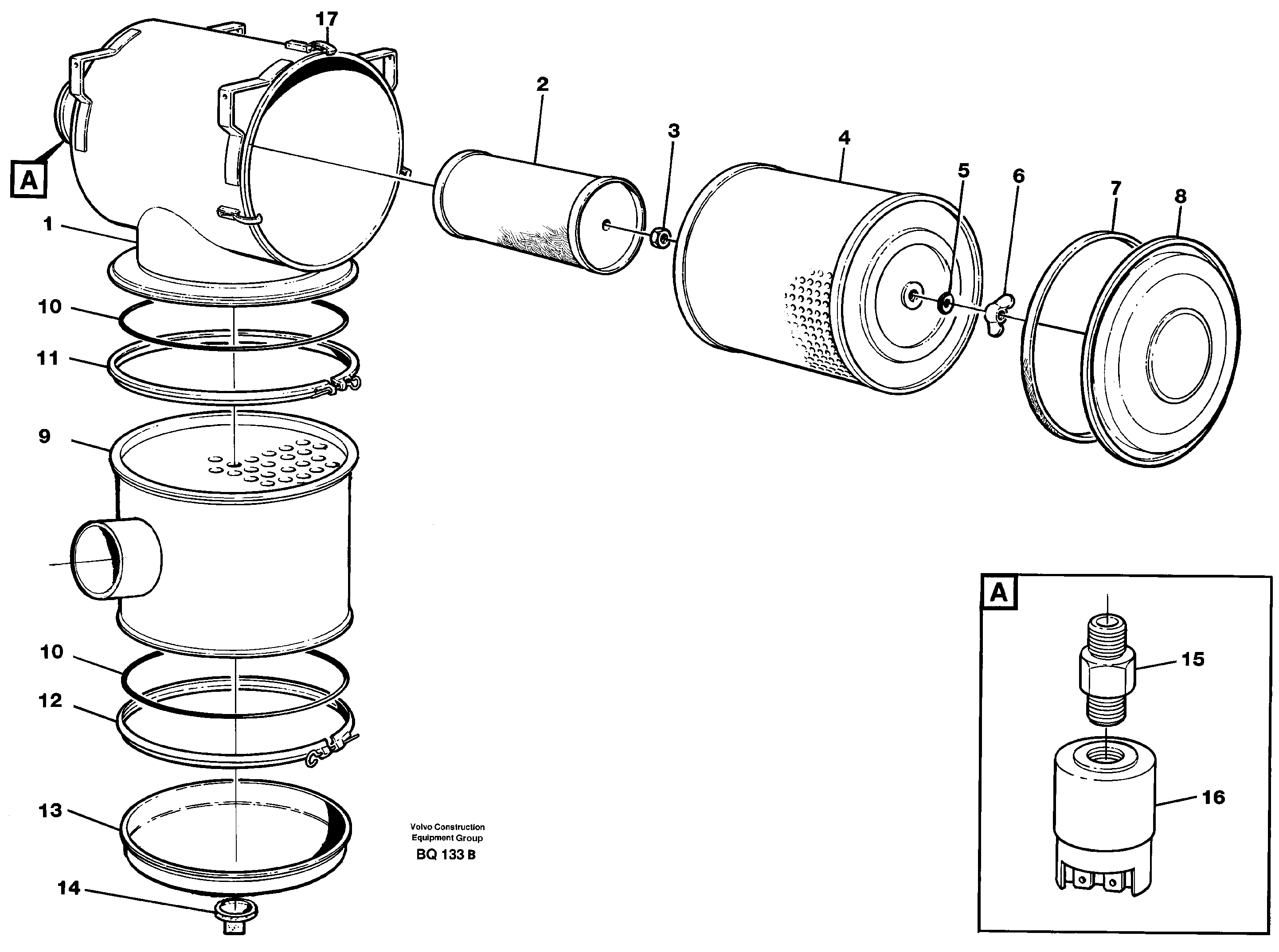 Схема запчастей Volvo A35C - 24121 Фильтр воздушный A35C SER NO 4621-, SER NO USA 60001-