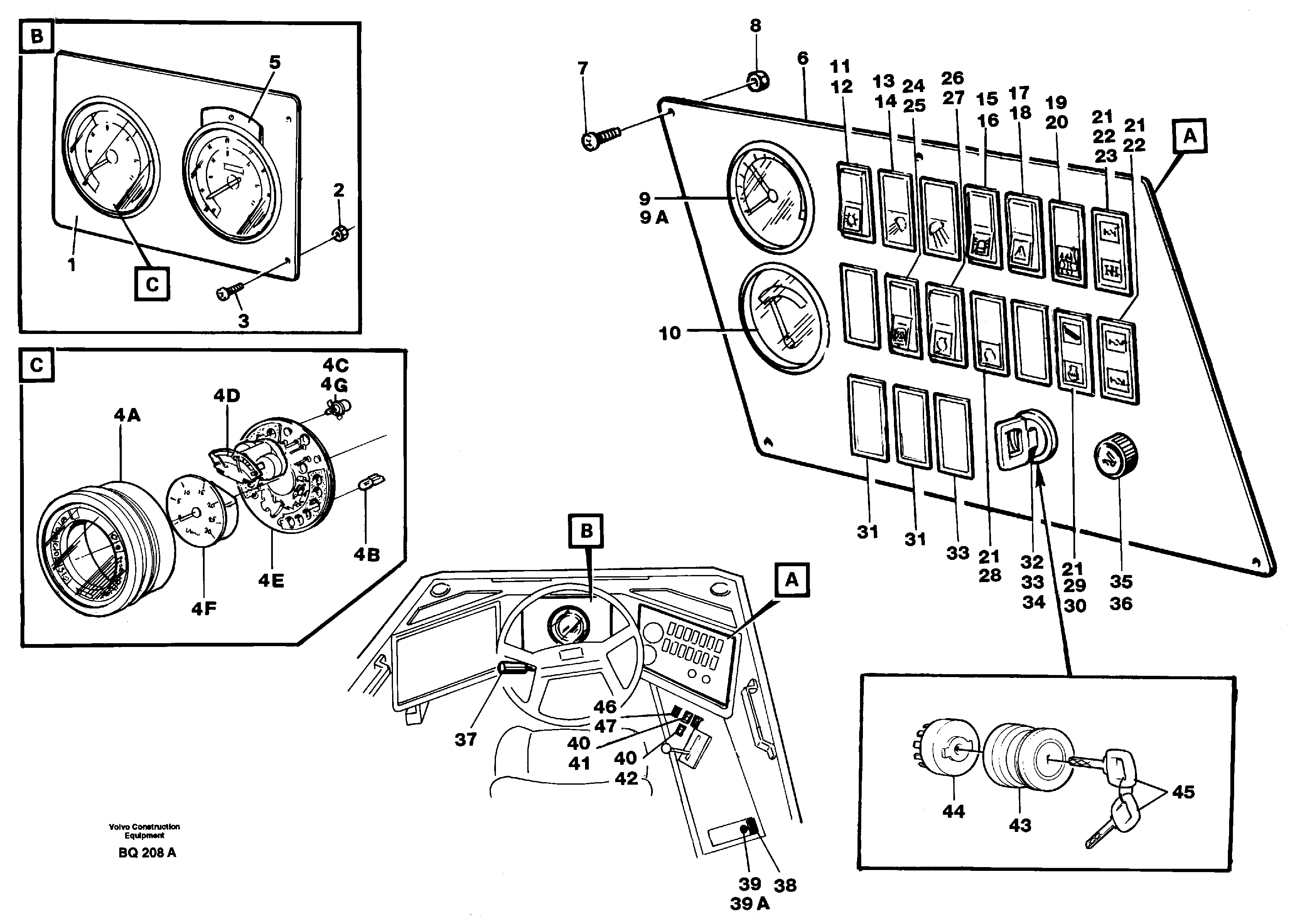 Схема запчастей Volvo A35C - 66890 Instrument panel A35C SER NO 4621-, SER NO USA 60001-