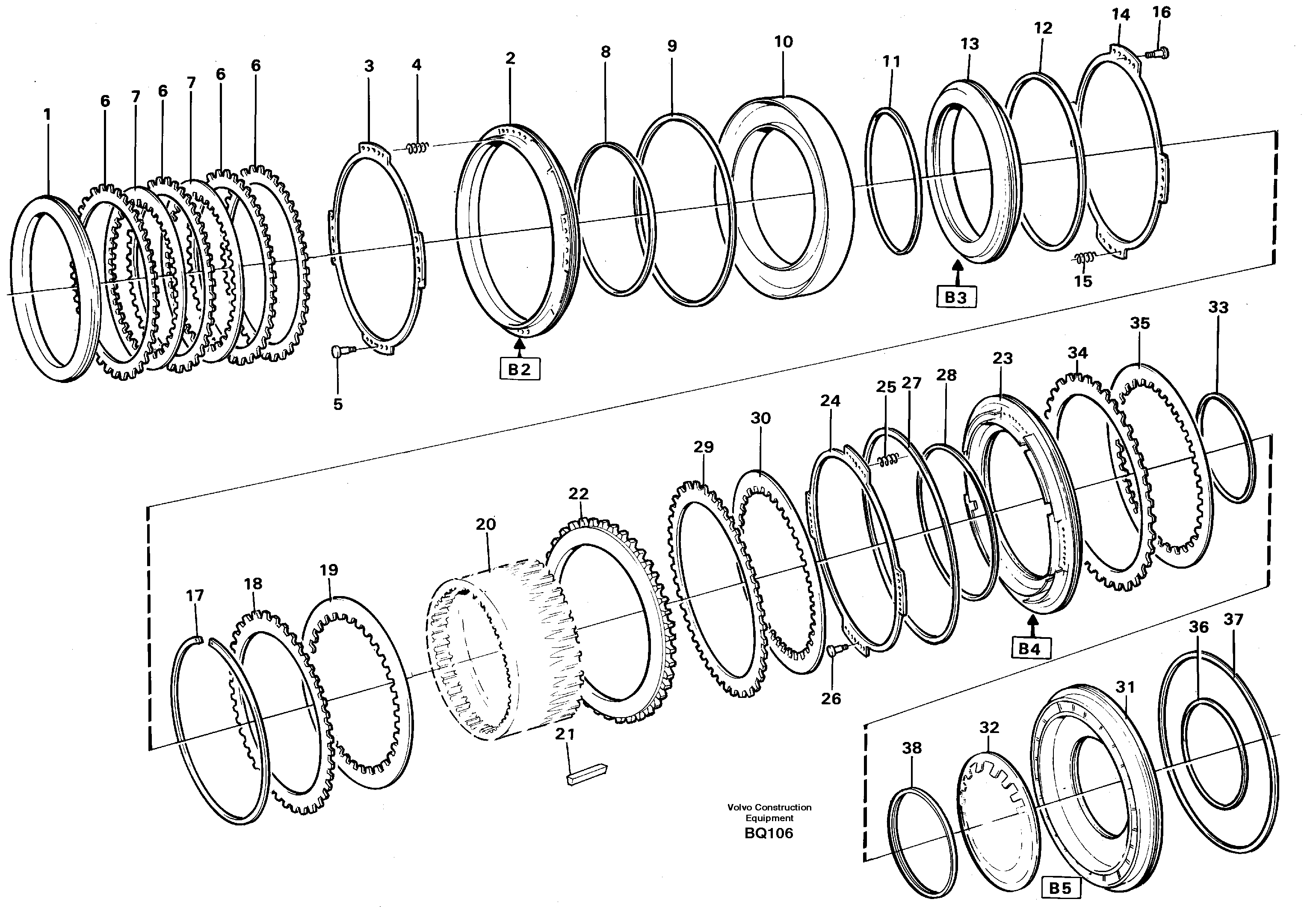Схема запчастей Volvo A35C - 56609 Brakes, rear A35C SER NO 4621-, SER NO USA 60001-
