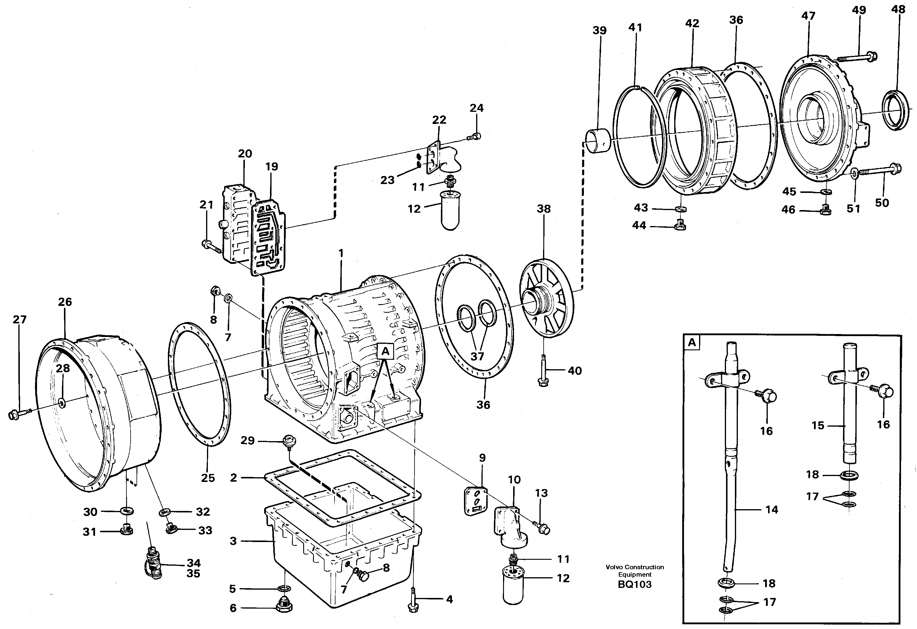 Схема запчастей Volvo A35C - 92030 катрер трансмиссии A35C SER NO 4621-, SER NO USA 60001-