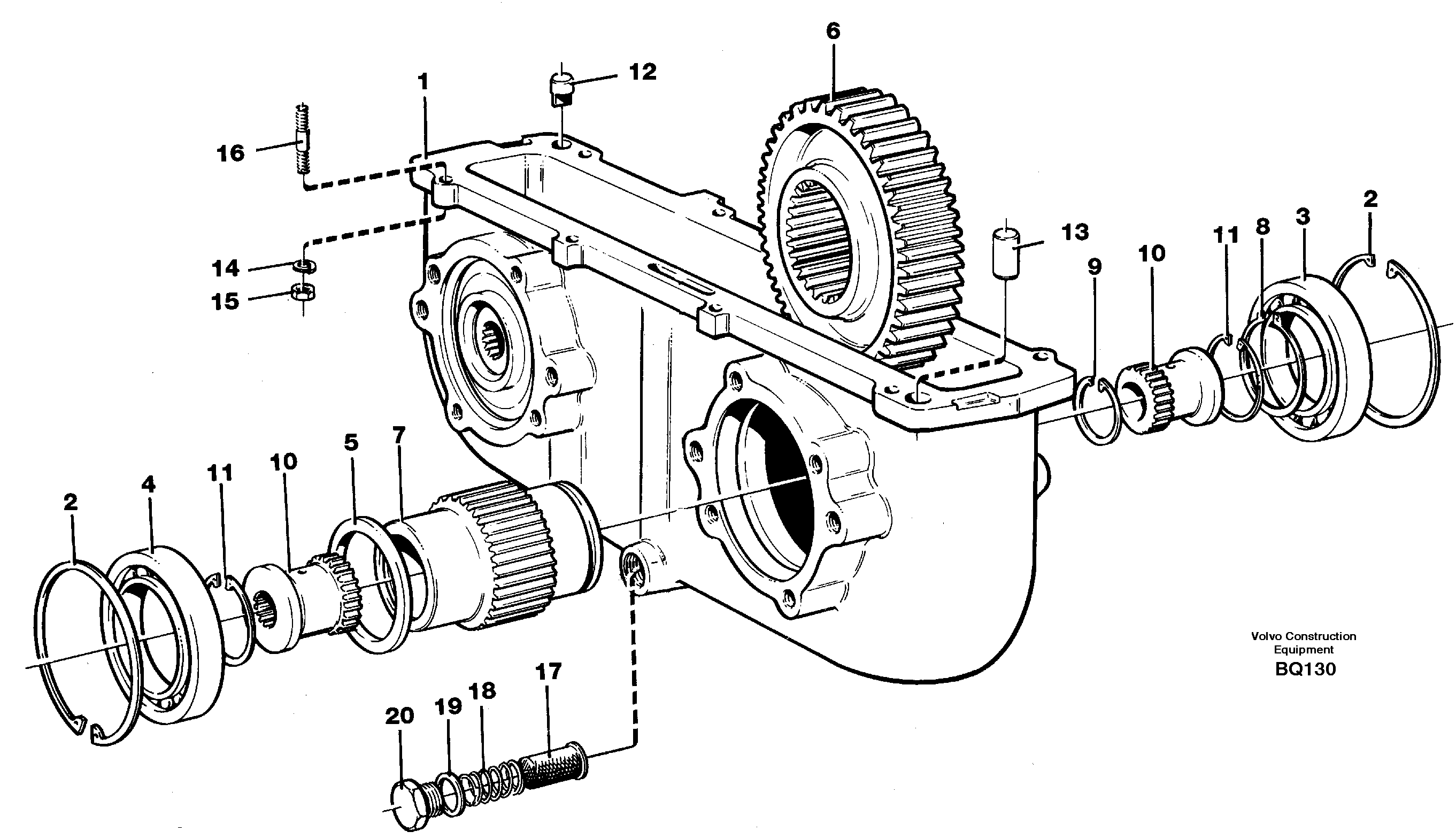 Схема запчастей Volvo A35C - 100991 Pump drive power take-off A35C SER NO 4621-, SER NO USA 60001-