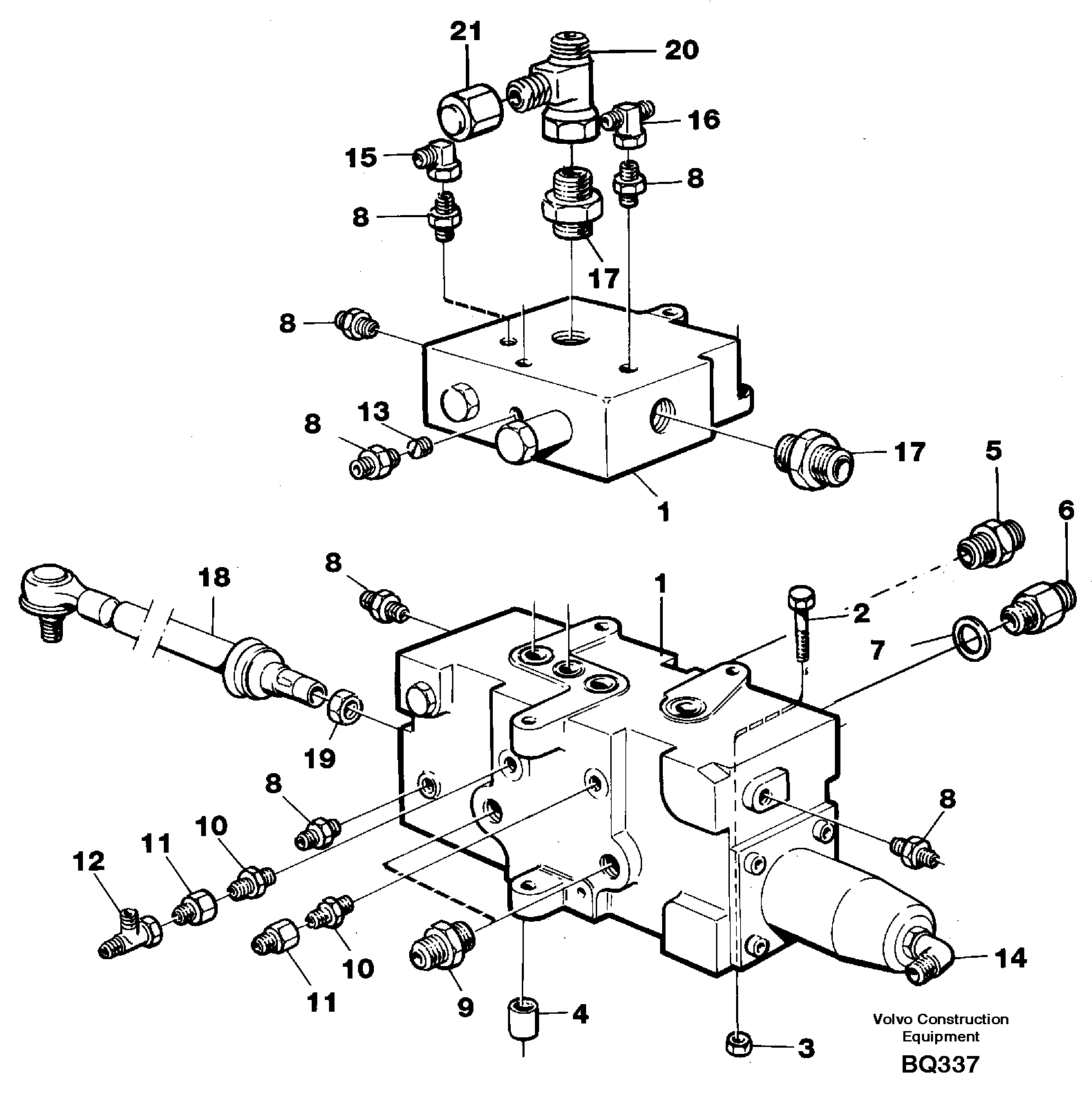 Схема запчастей Volvo A35C - 15167 Control valve with fitting parts A35C SER NO 4621-, SER NO USA 60001-