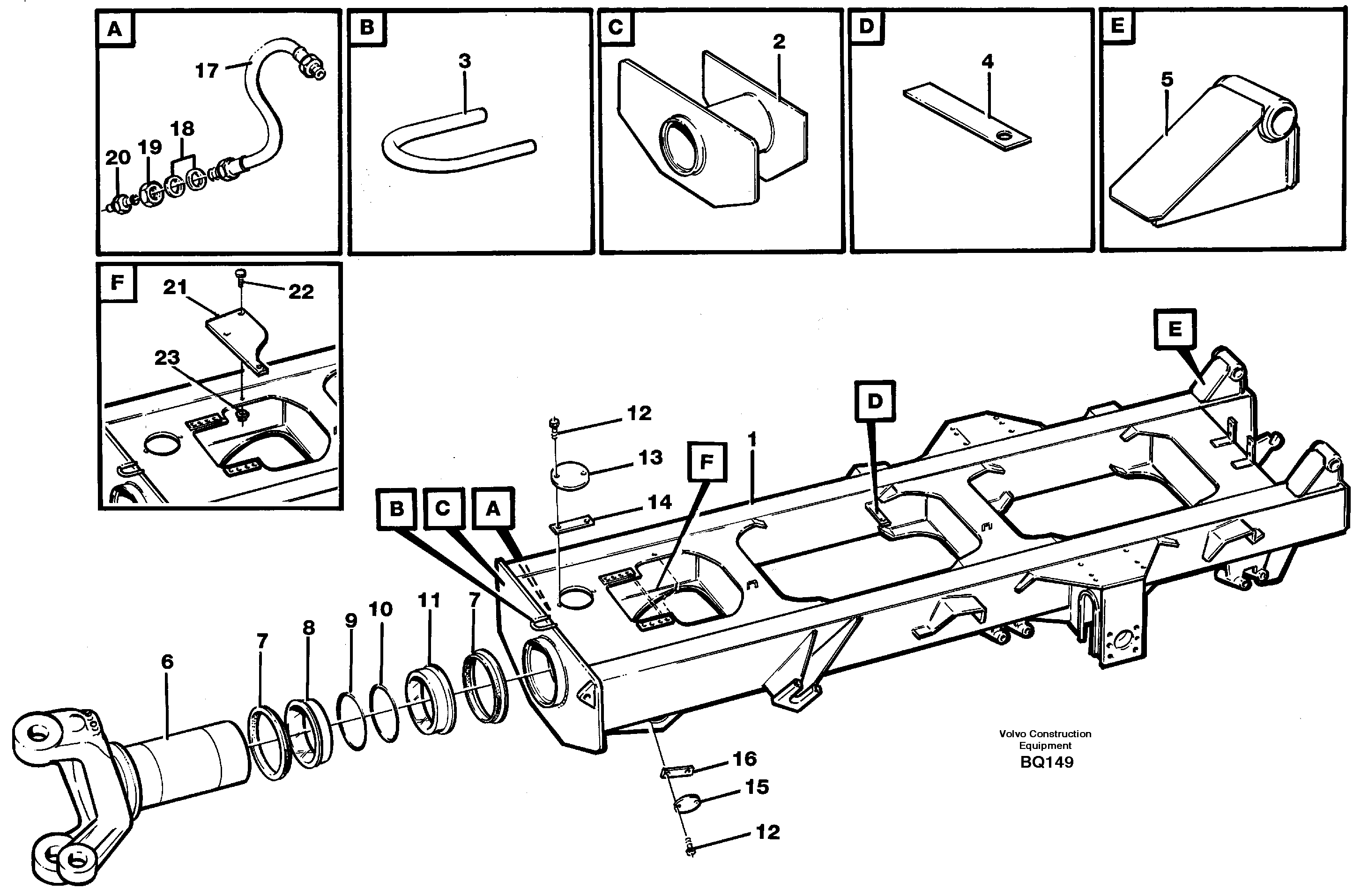 Схема запчастей Volvo A35C - 41259 Frame, rear A35C SER NO 4621-, SER NO USA 60001-