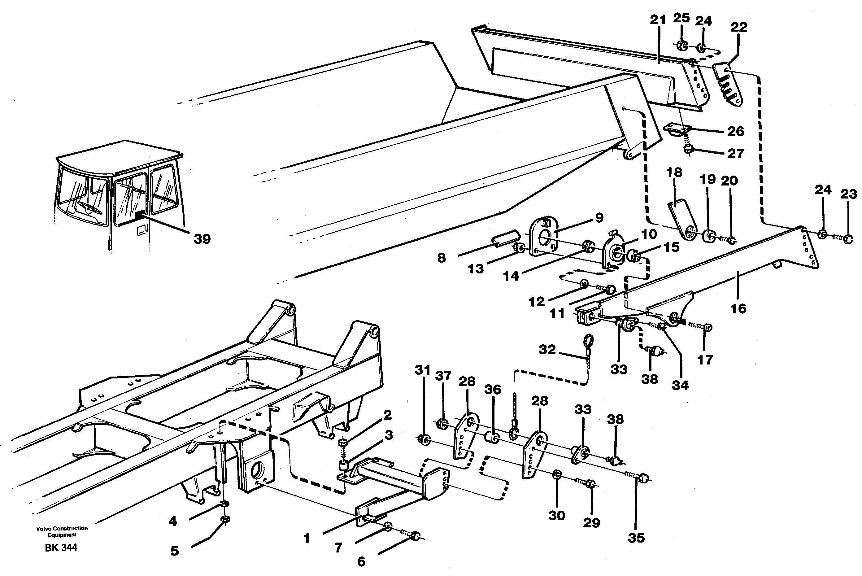 Схема запчастей Volvo A35C - 55564 Overhung tailgate A35C VOLVO BM VOLVO BM A35C SER NO - 4620