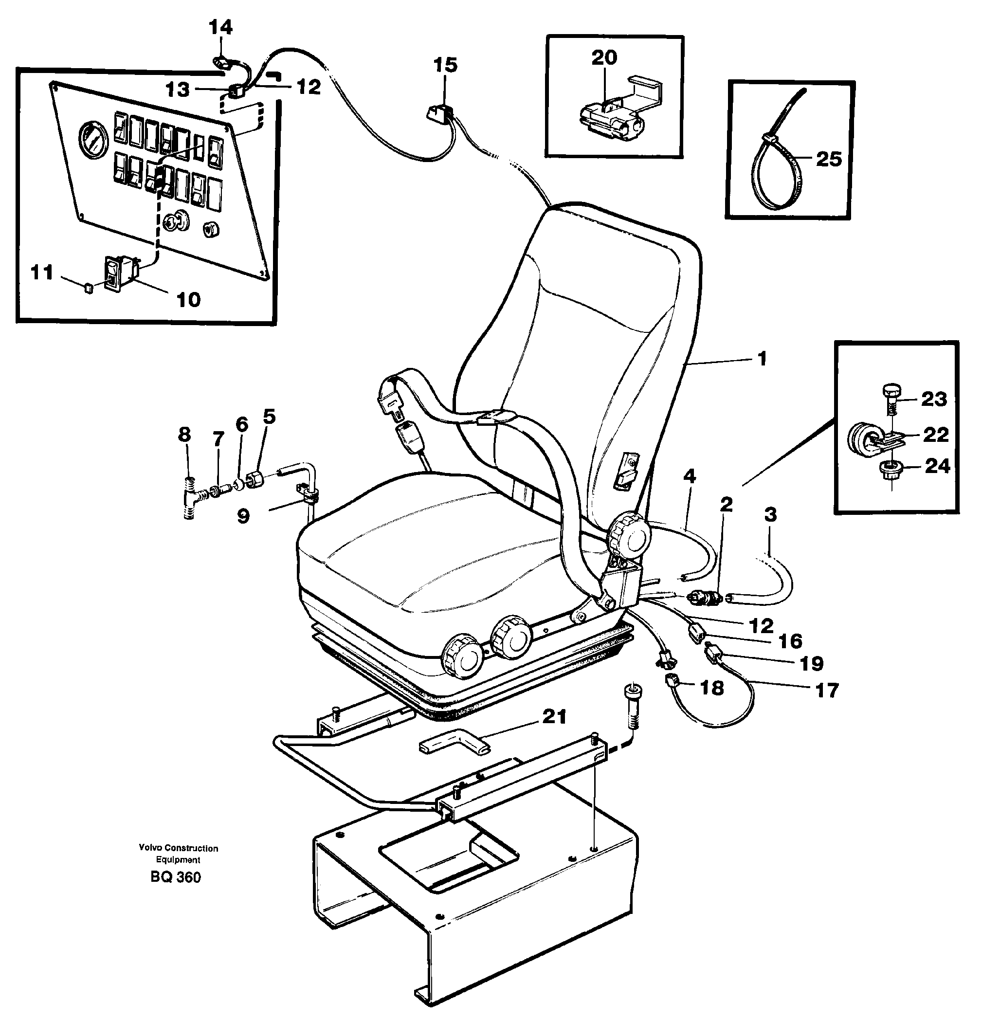 Схема запчастей Volvo A35C - 65921 Operators seat, air suspensioned and heated A35C SER NO 4621-, SER NO USA 60001-