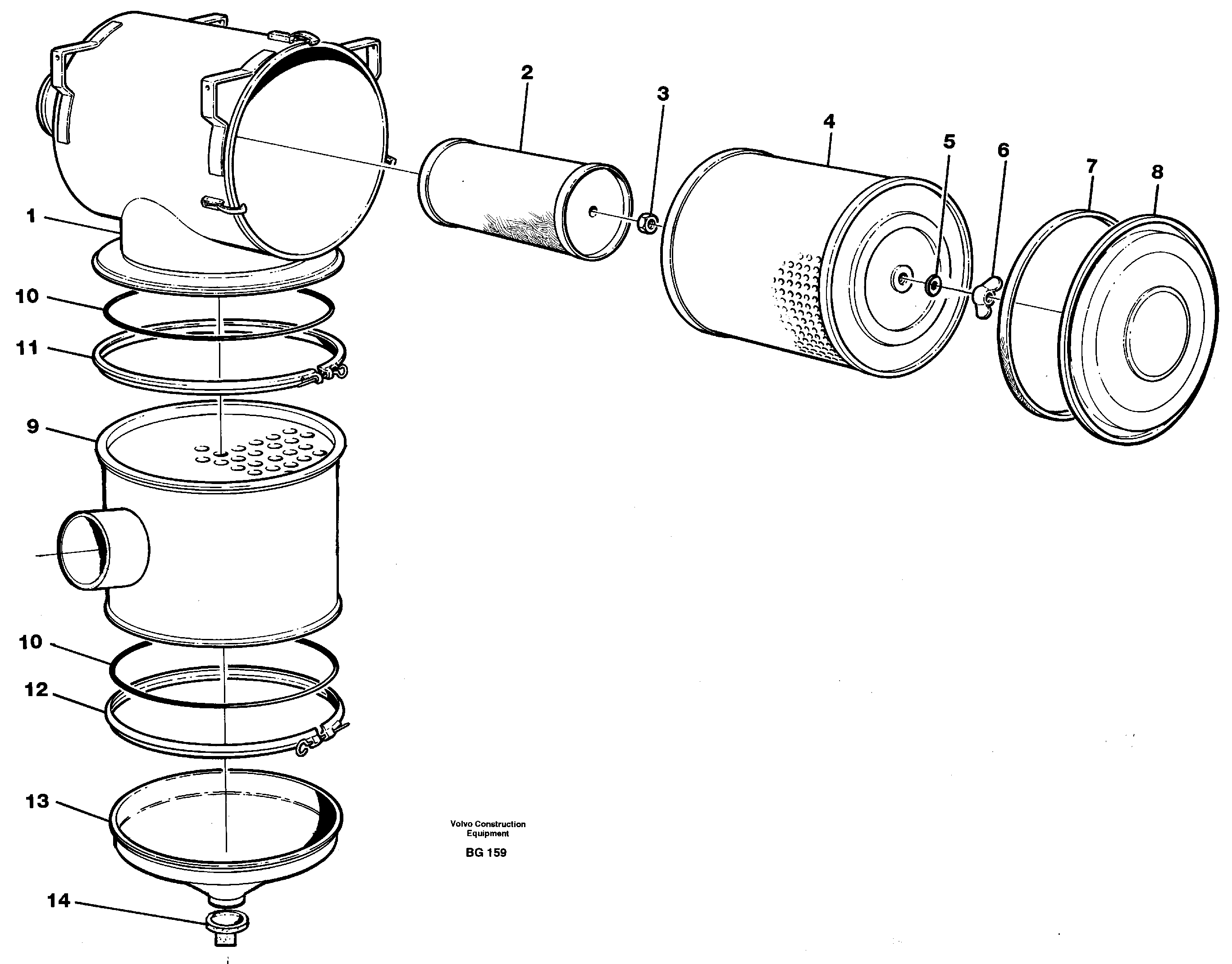Схема запчастей Volvo A40 - 13974 Фильтр воздушный A40 VOLVO BM VOLVO BM A40 SER NO - 1151/- 60026