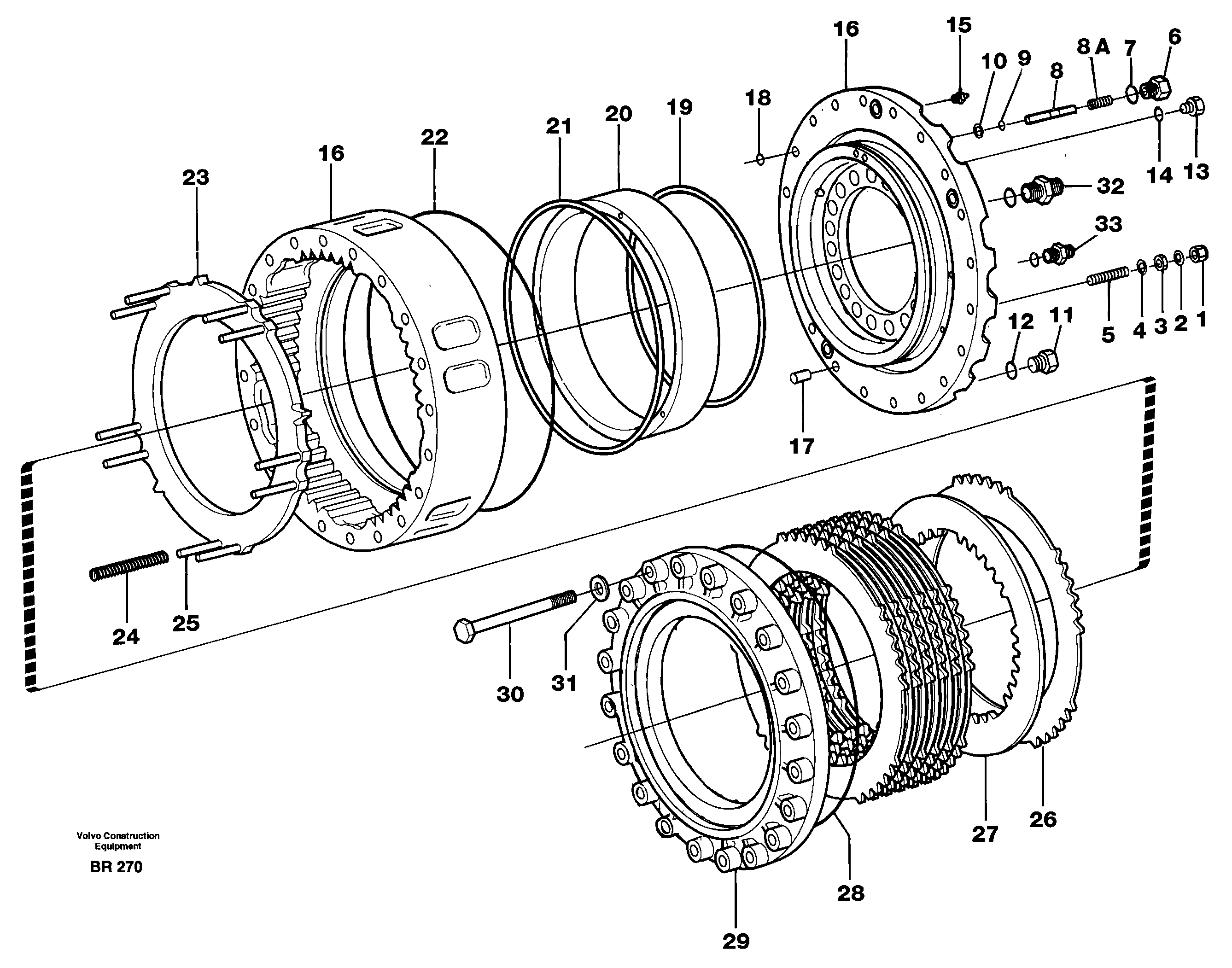 Схема запчастей Volvo A40 - 61955 Rear wheel brake, axle 1 A40 SER NO 1201-, SER NO USA 60101-