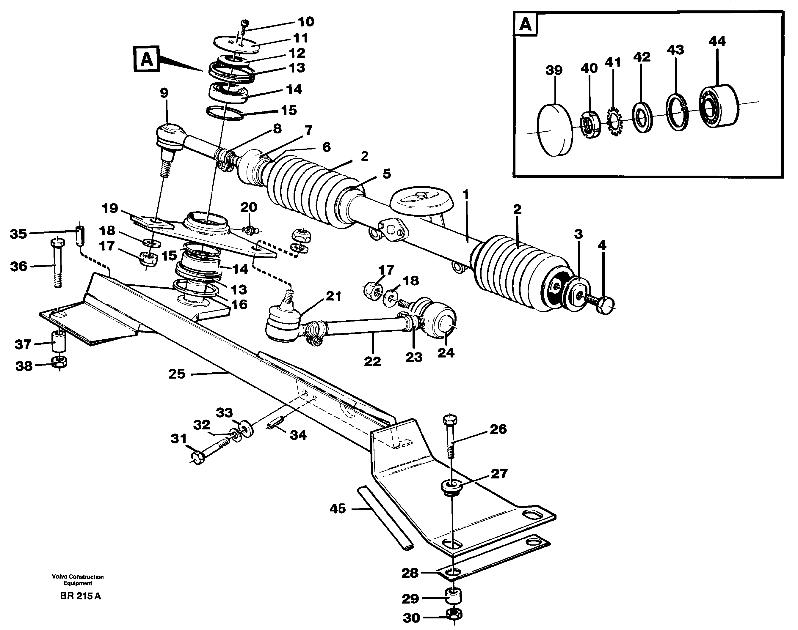 Схема запчастей Volvo A40 - 65924 Steering linkage A40 SER NO 1201-, SER NO USA 60101-