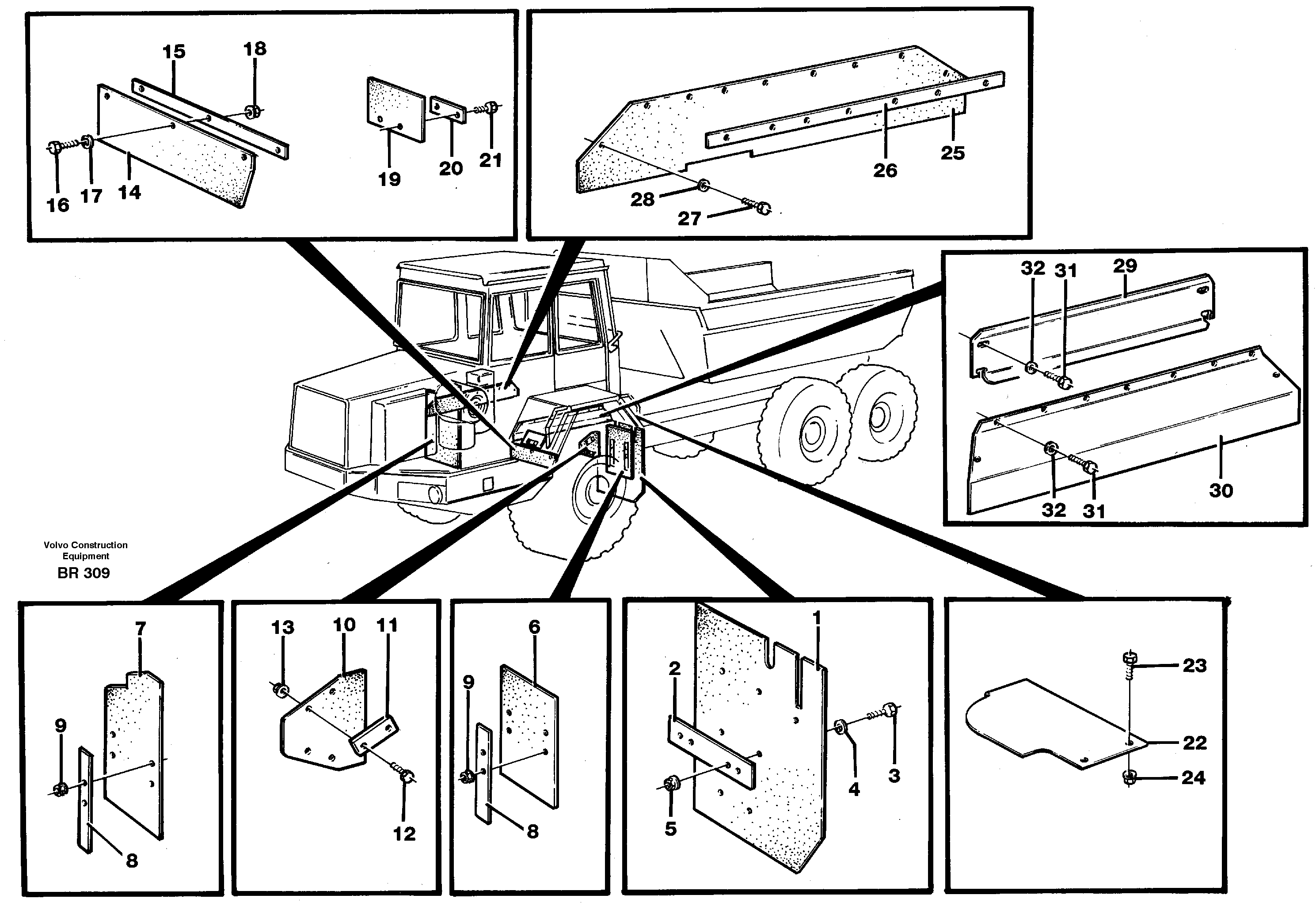 Схема запчастей Volvo A40 - 91284 Mudflap, motor unit A40 SER NO 1201-, SER NO USA 60101-