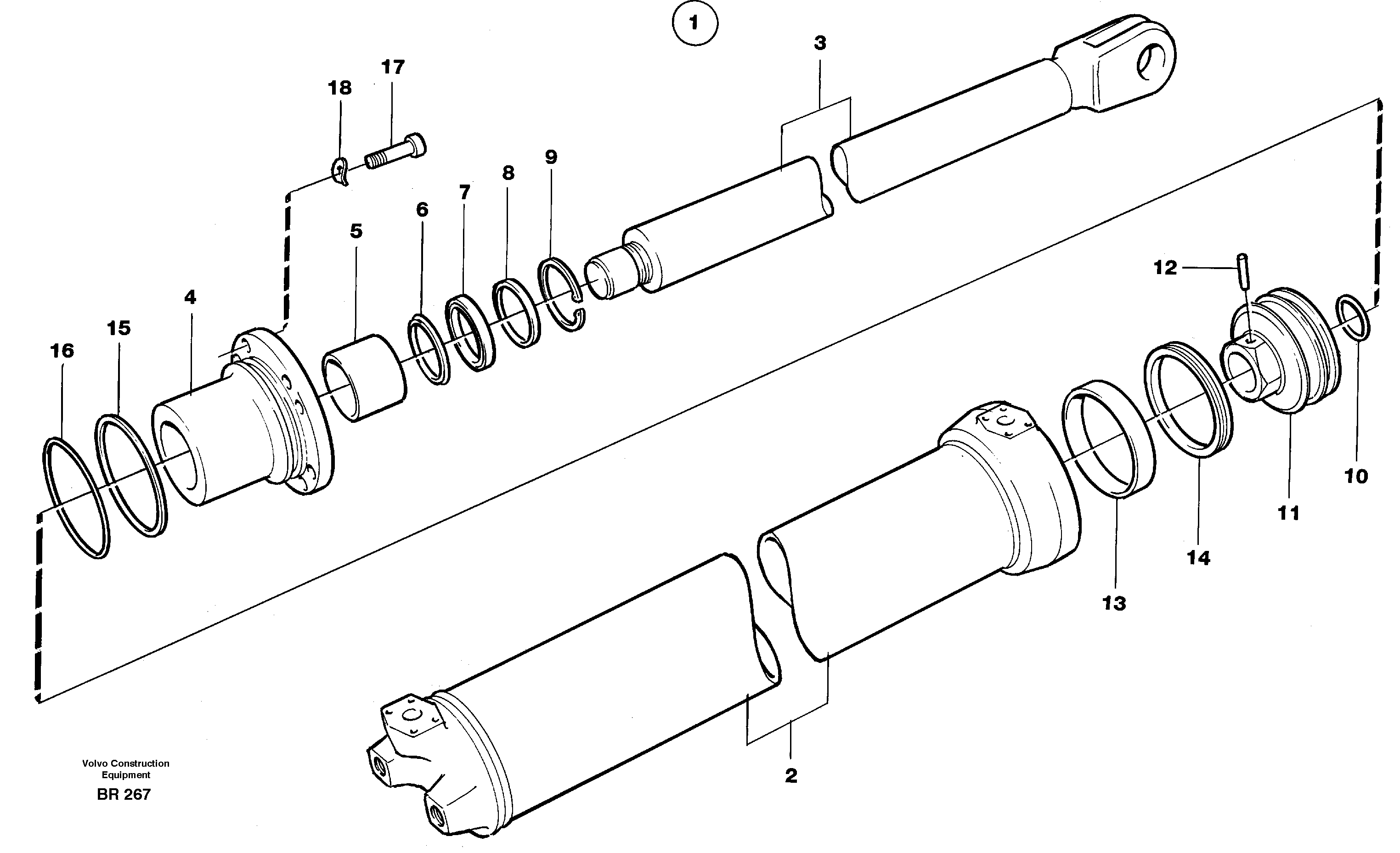 Схема запчастей Volvo A40 - 4158 Цилиндр подъемный A40 SER NO 1201-, SER NO USA 60101-